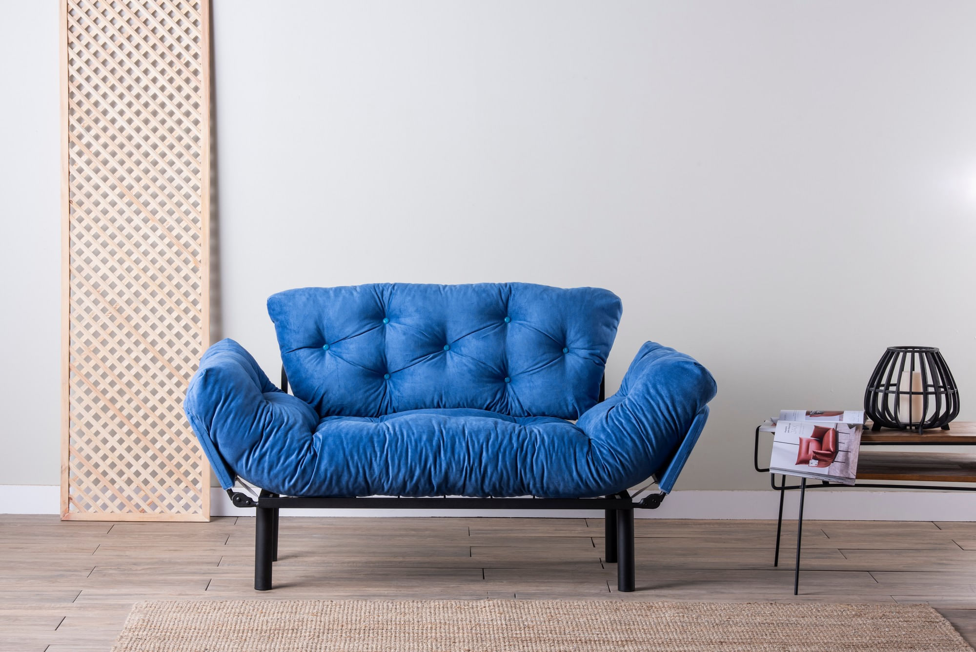 Canapea extensibila, Hanah Home, metal, albastru, 155x85x70 cm — imaginea 4