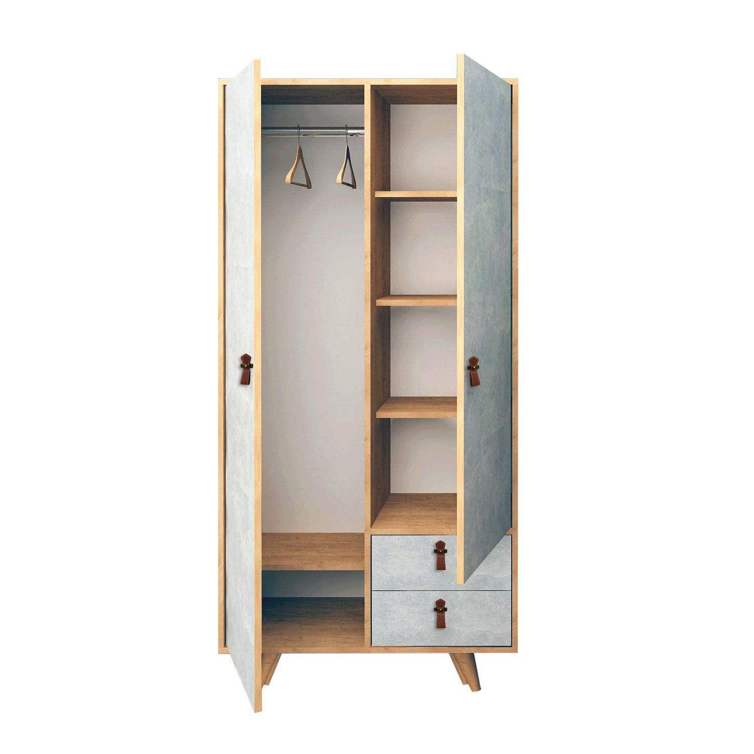 Sifonier, Hanah Home, pal melaminat, stejar gri, 100x52x190 cm