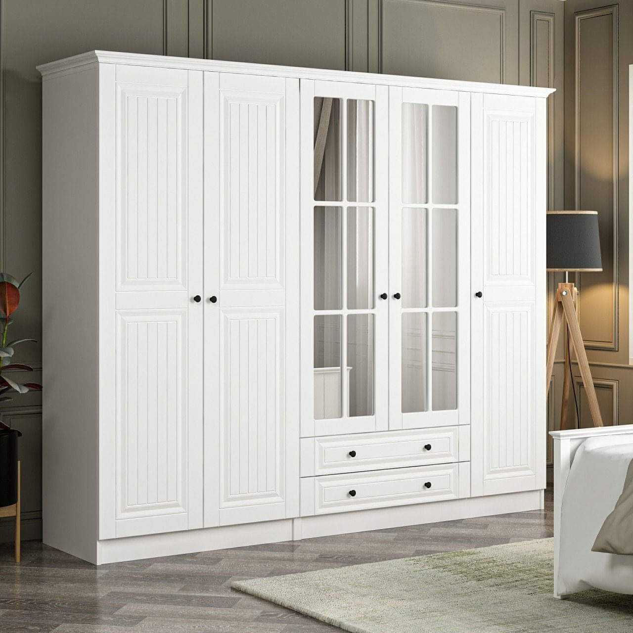 Sifonier, Hanah Home, pal melaminat, alb, 225x210x52 cm — imaginea 3