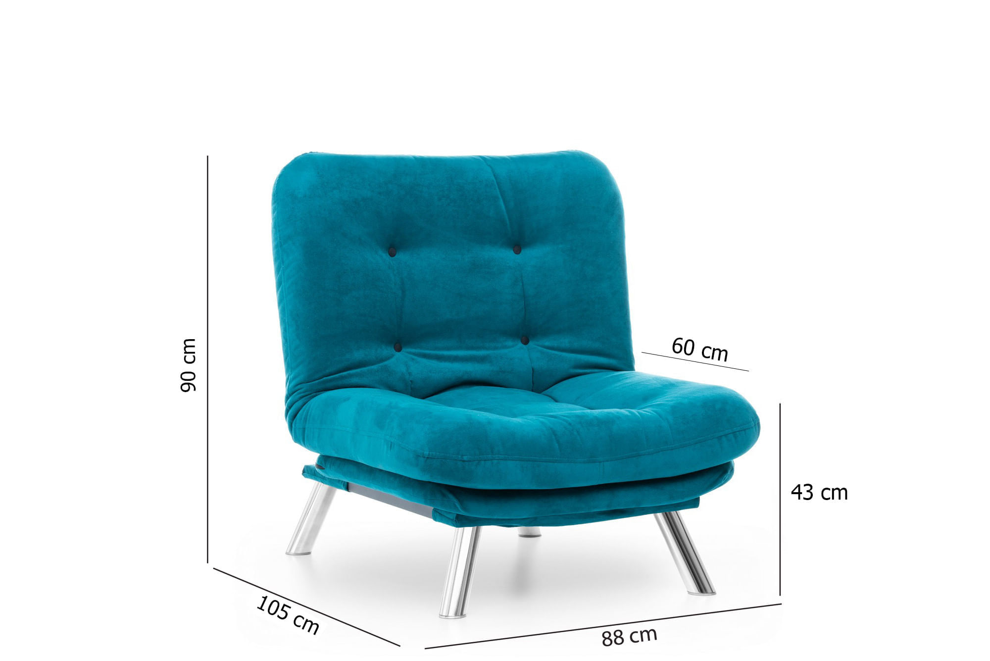 Fotoliu, Hanah Home, tesatura moale, verde petrol, 88x90x105 cm — imaginea 9