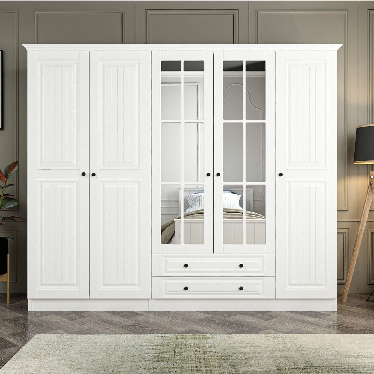 Sifonier, Hanah Home, pal melaminat, alb, 225x210x52 cm — imaginea 6