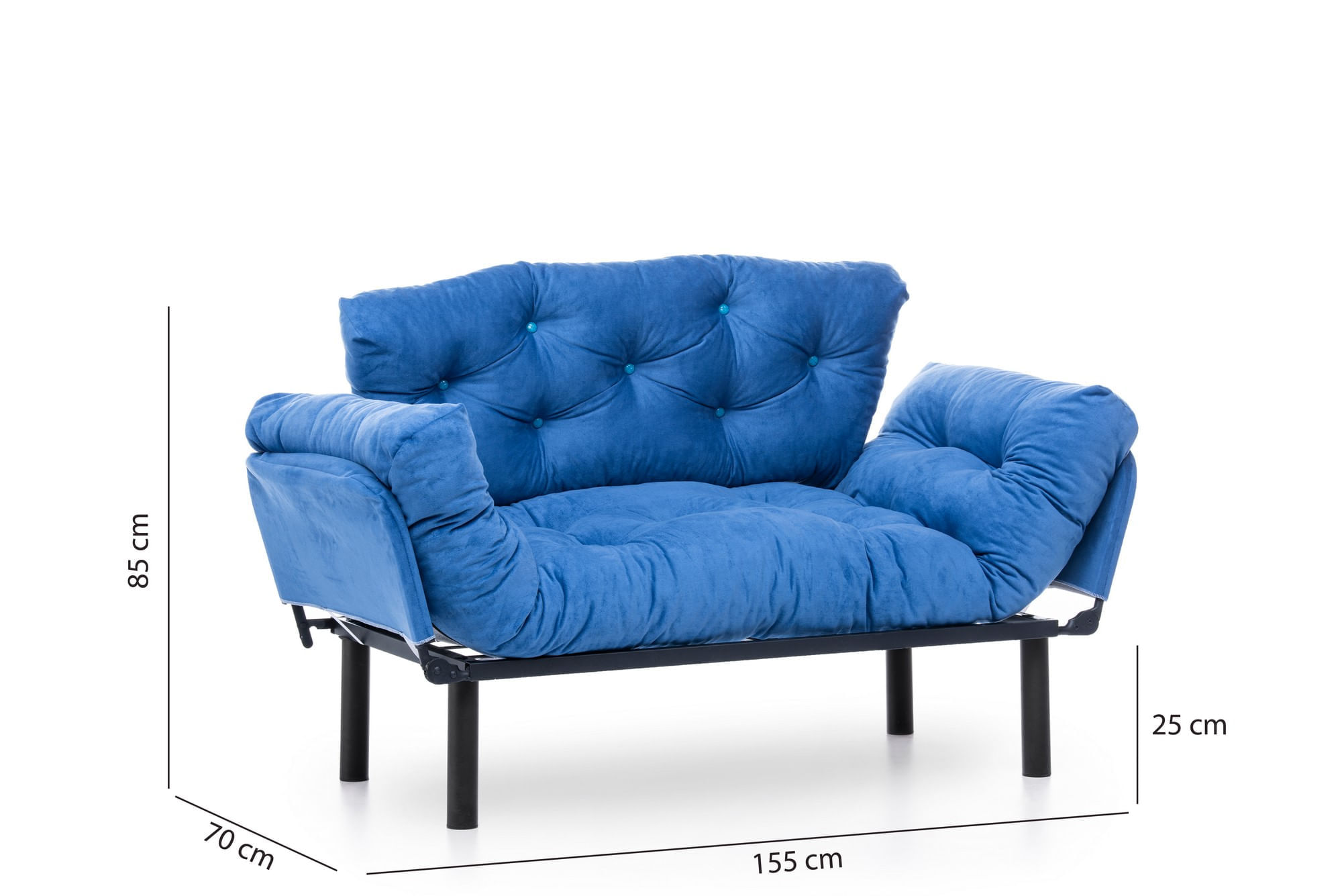 Canapea extensibila, Hanah Home, metal, albastru, 155x85x70 cm — imaginea 12