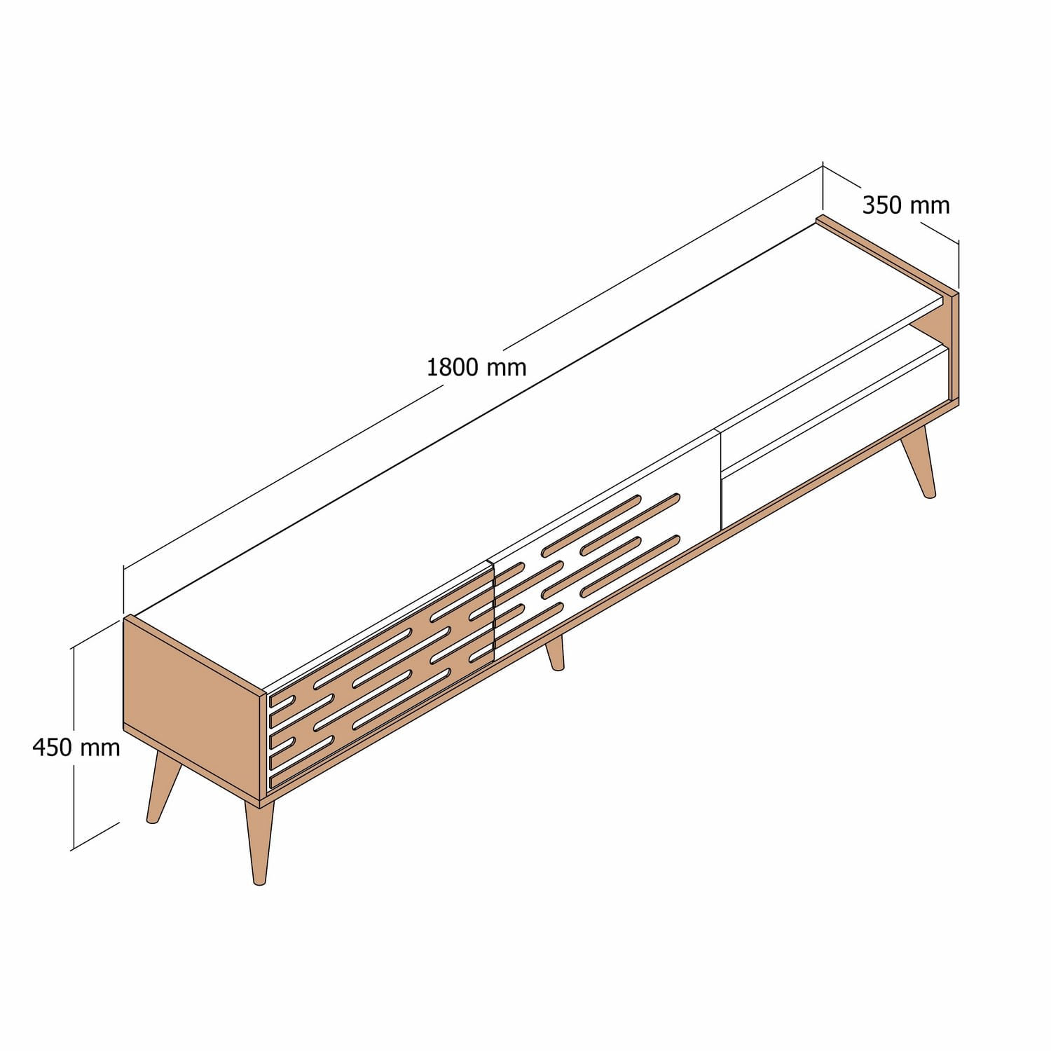 Comoda tv, Hanah Home, pal melaminat, nuc si alb, 180x45x35 cm, 845HCT5350 — imaginea 4