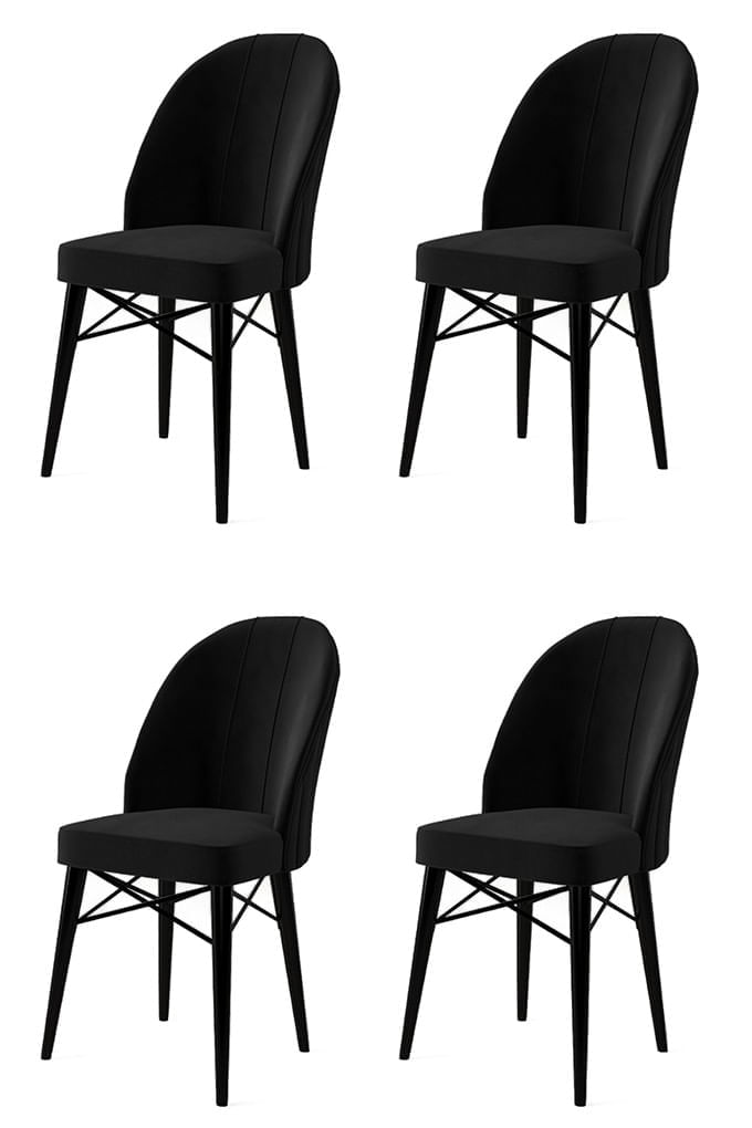 Set scaune, Hanah Home, metal, negru, babyface, 44x42x96 cm, 4 bucati — imaginea 2
