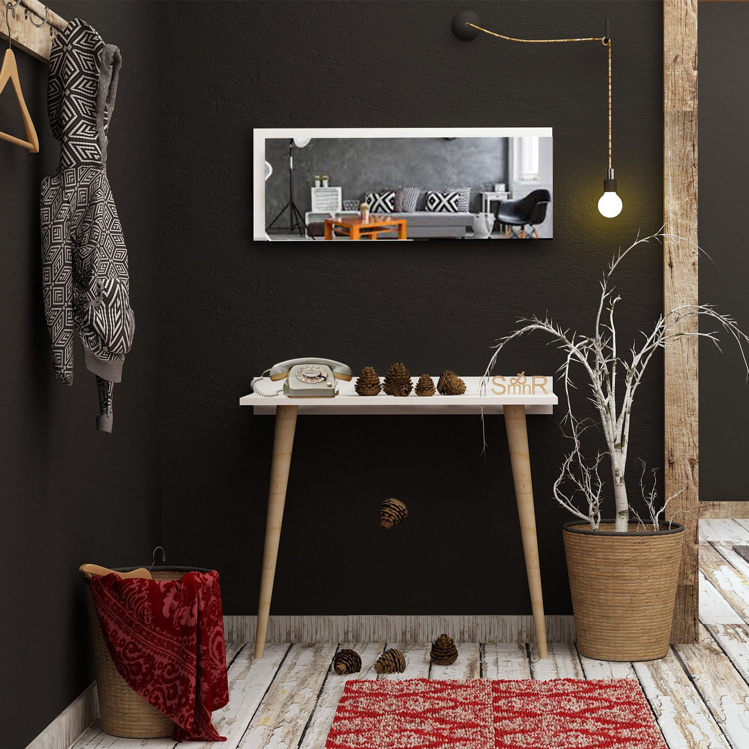 Consola, Hanah Home, pal melaminat, alb, 80x32x84 cm — imaginea 2