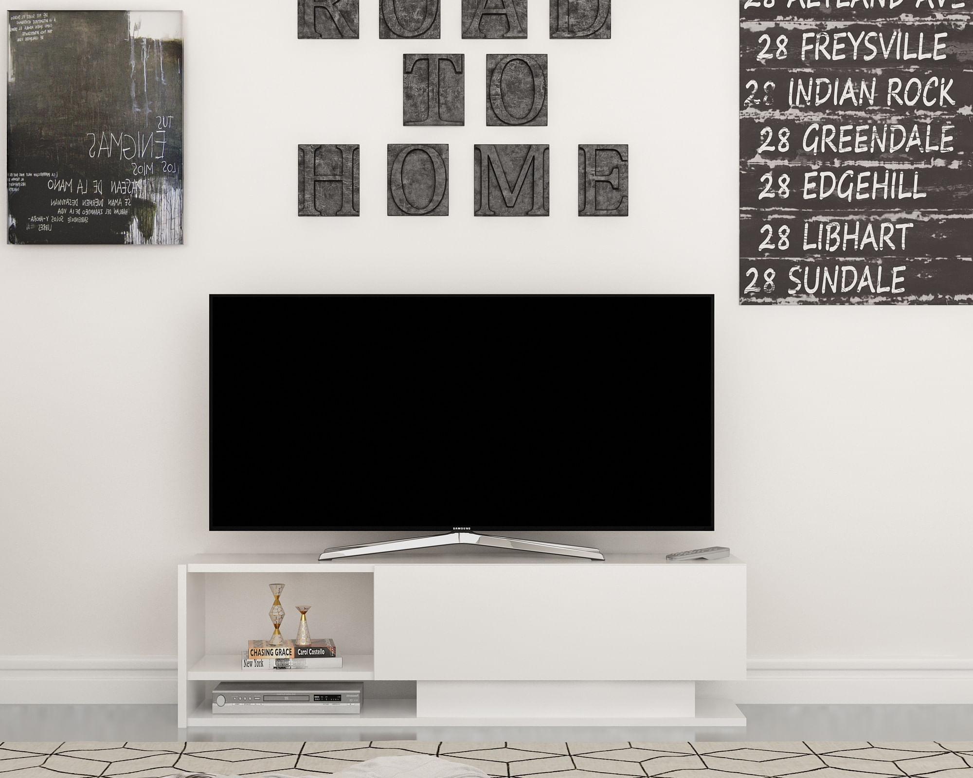 Comoda tv, Hanah Home, panou de particule acoperit cu melamina, alb, 120x35x31.8 cm — imaginea 2