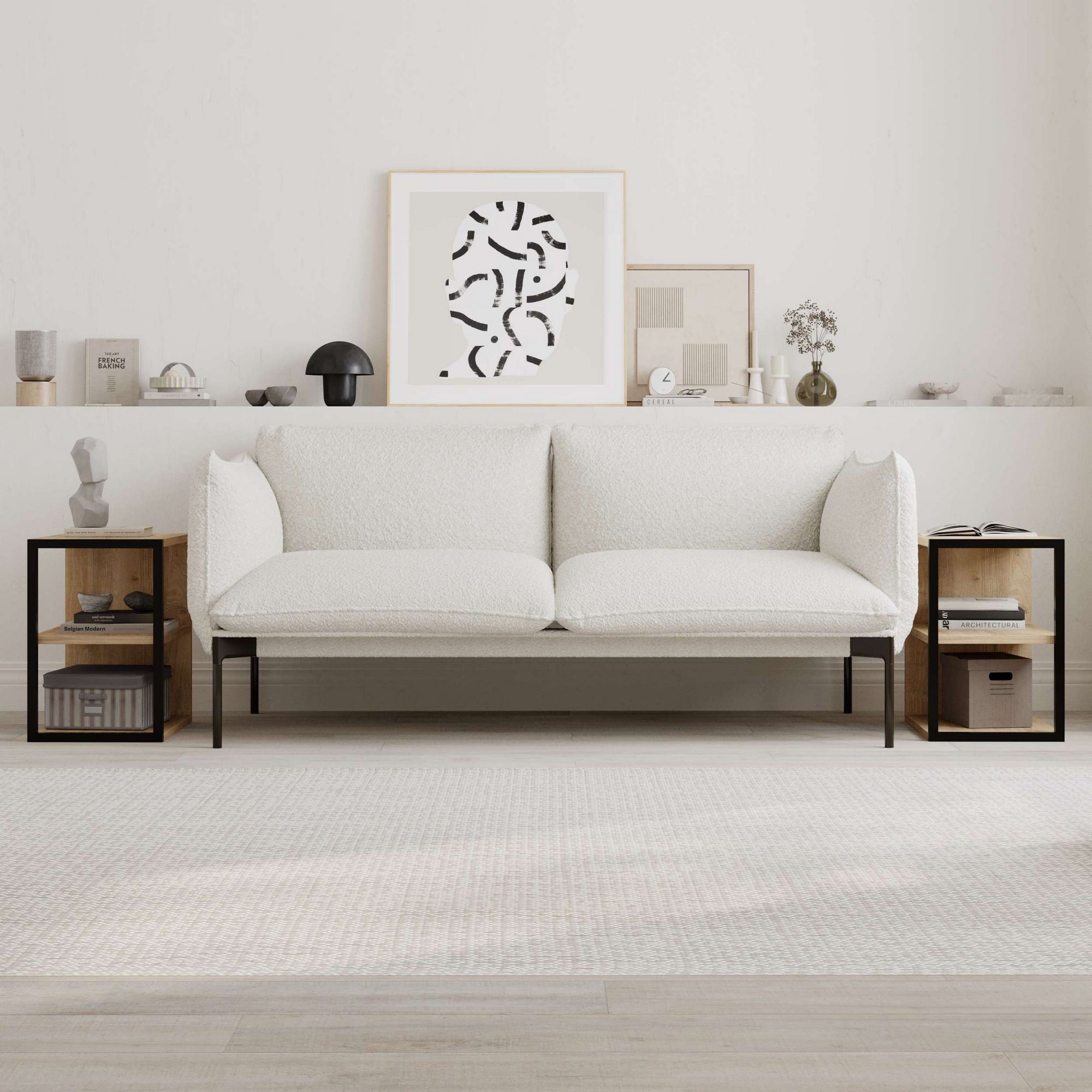 Set masute laterale, Hanah Home, pal melaminat, stejar safir, 30x42x45 cm — imaginea 2