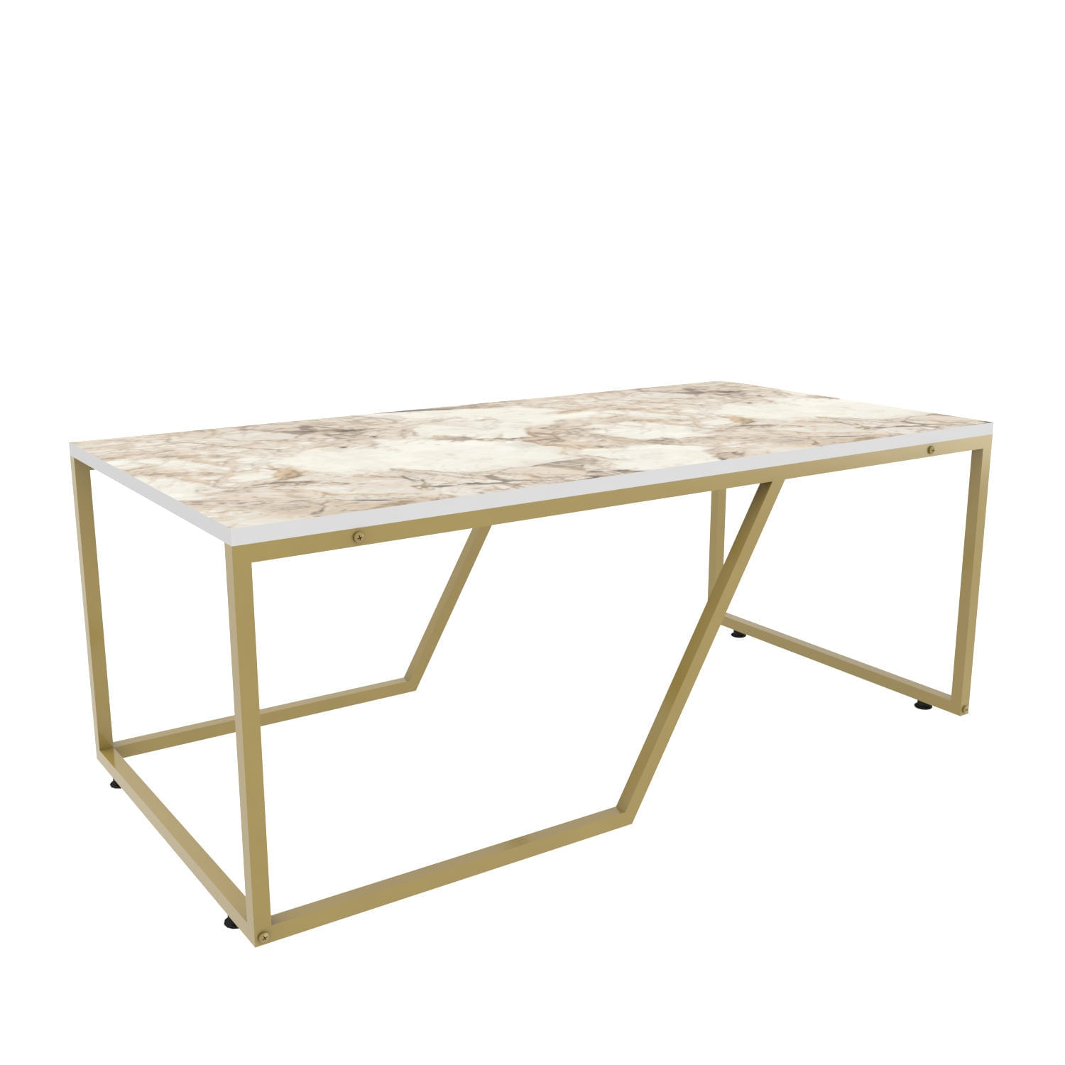 Masuta de cafea, Hanah Home, pal melaminat, alb auriu, 120x60x48 cm — imaginea 5