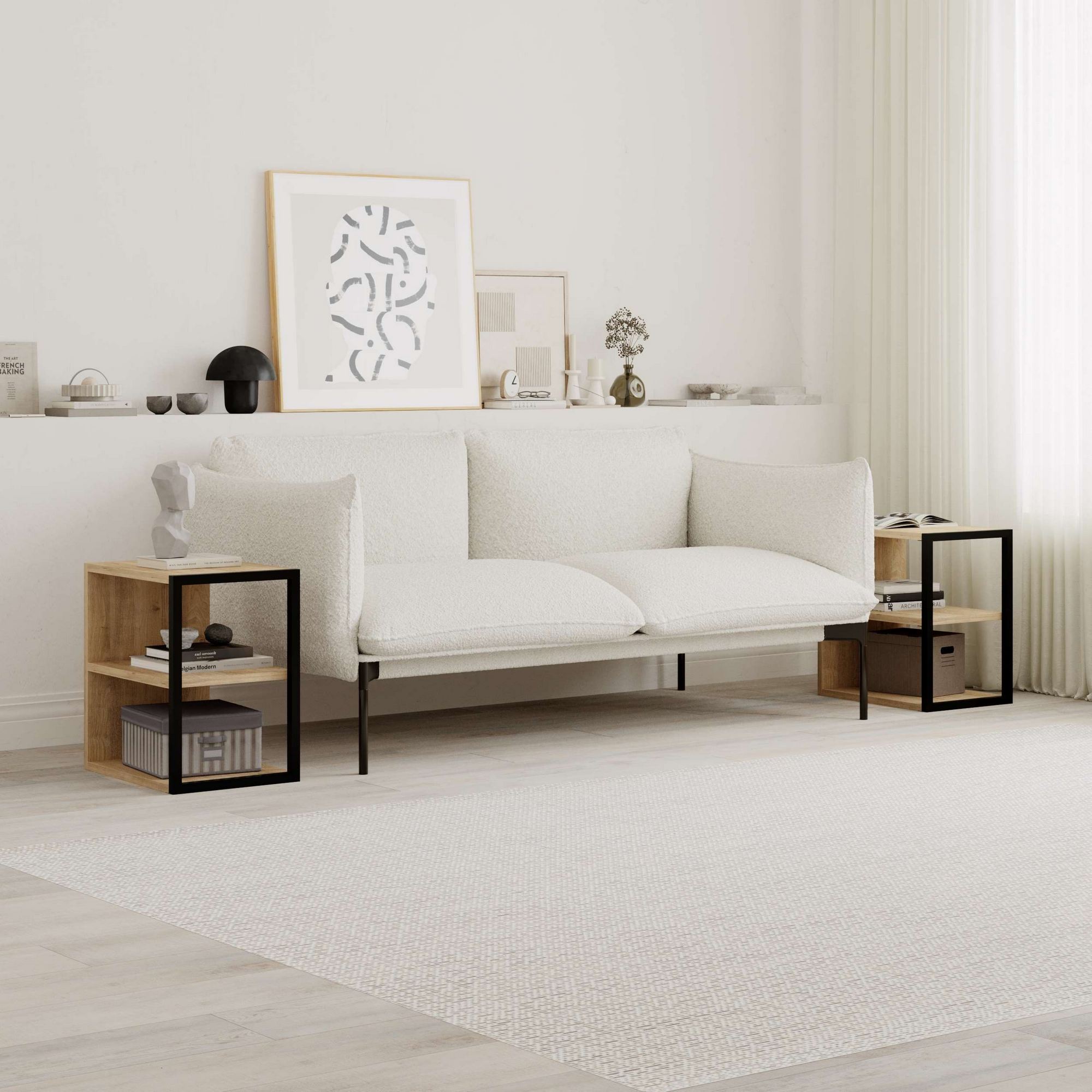 Set masute laterale, Hanah Home, pal melaminat, stejar safir, 30x42x45 cm — imaginea 3