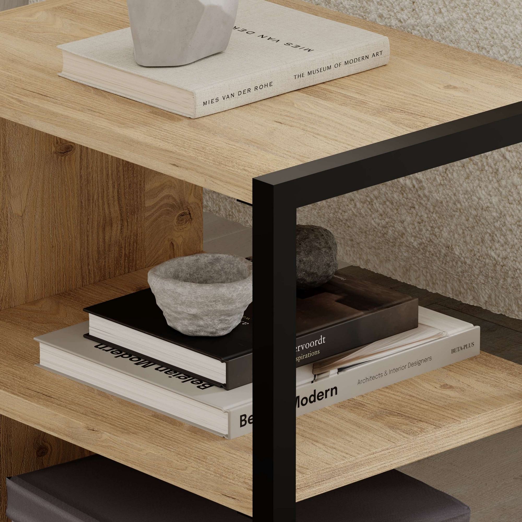 Set masute laterale, Hanah Home, pal melaminat, stejar safir, 30x42x45 cm — imaginea 4