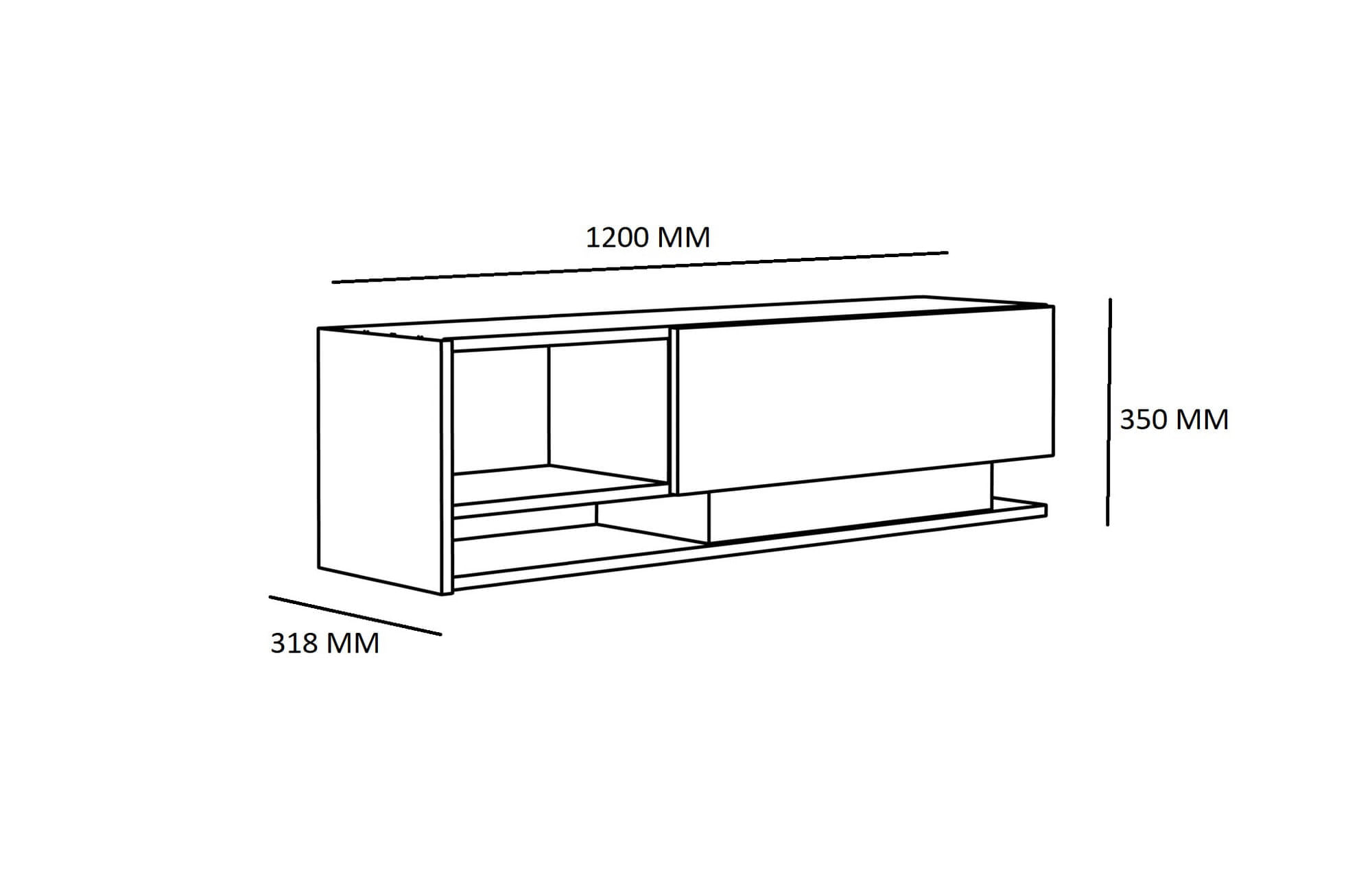 Comoda tv, Hanah Home, panou de particule acoperit cu melamina, alb, 120x35x31.8 cm — imaginea 6