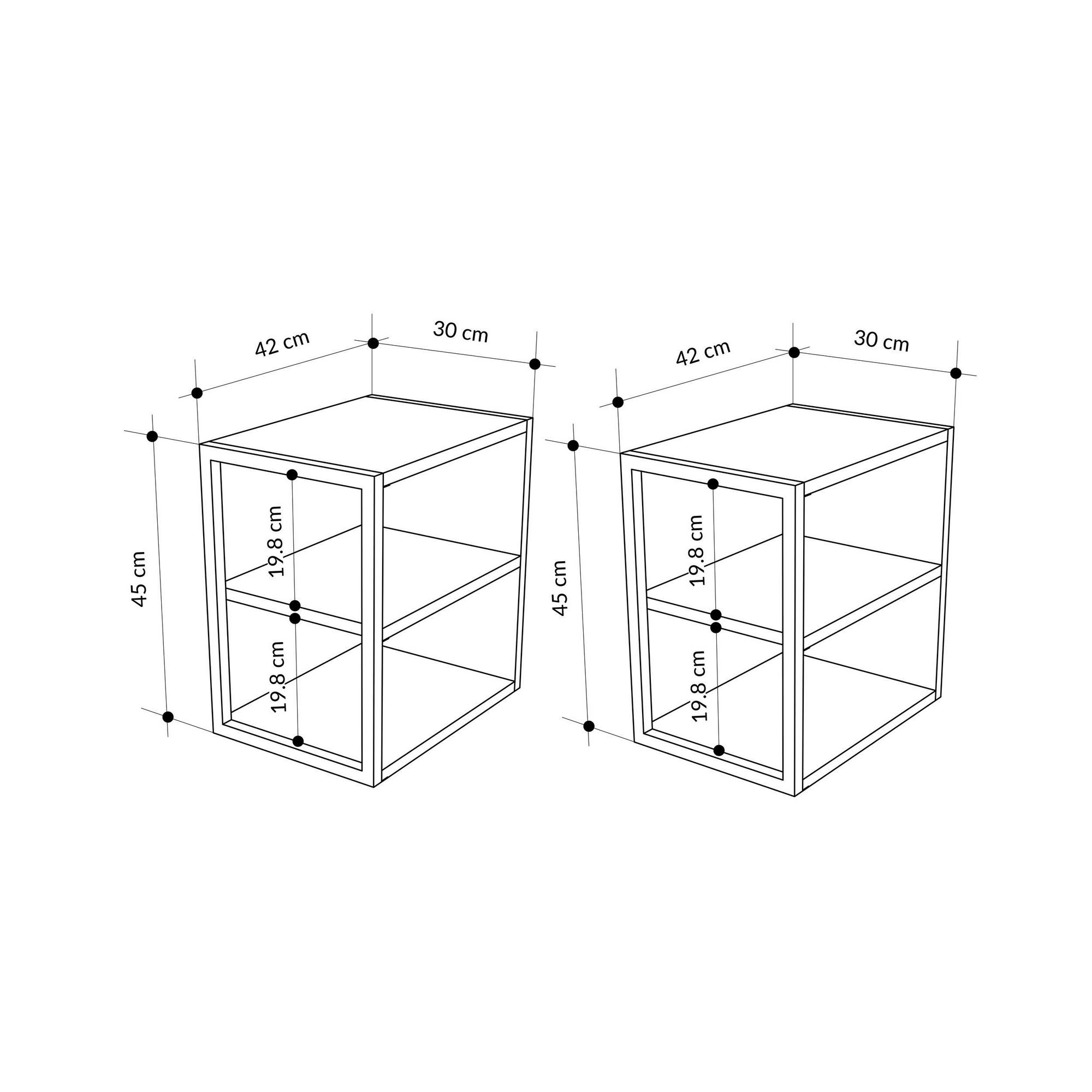 Set masute laterale, Hanah Home, pal melaminat, stejar safir, 30x42x45 cm — imaginea 6