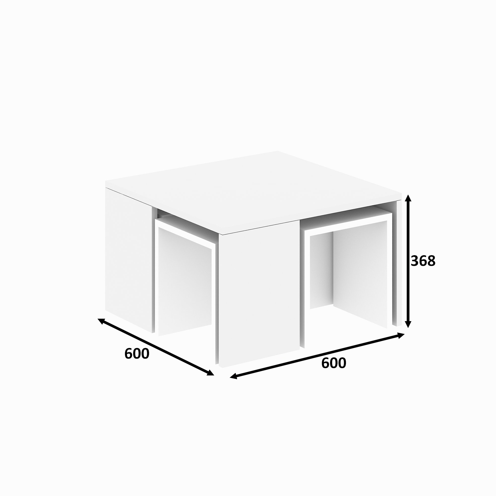 Set masuta de cafea, Hanah Home, panou de particule melaminat, alb, 60x60x36.8 cm — imaginea 4