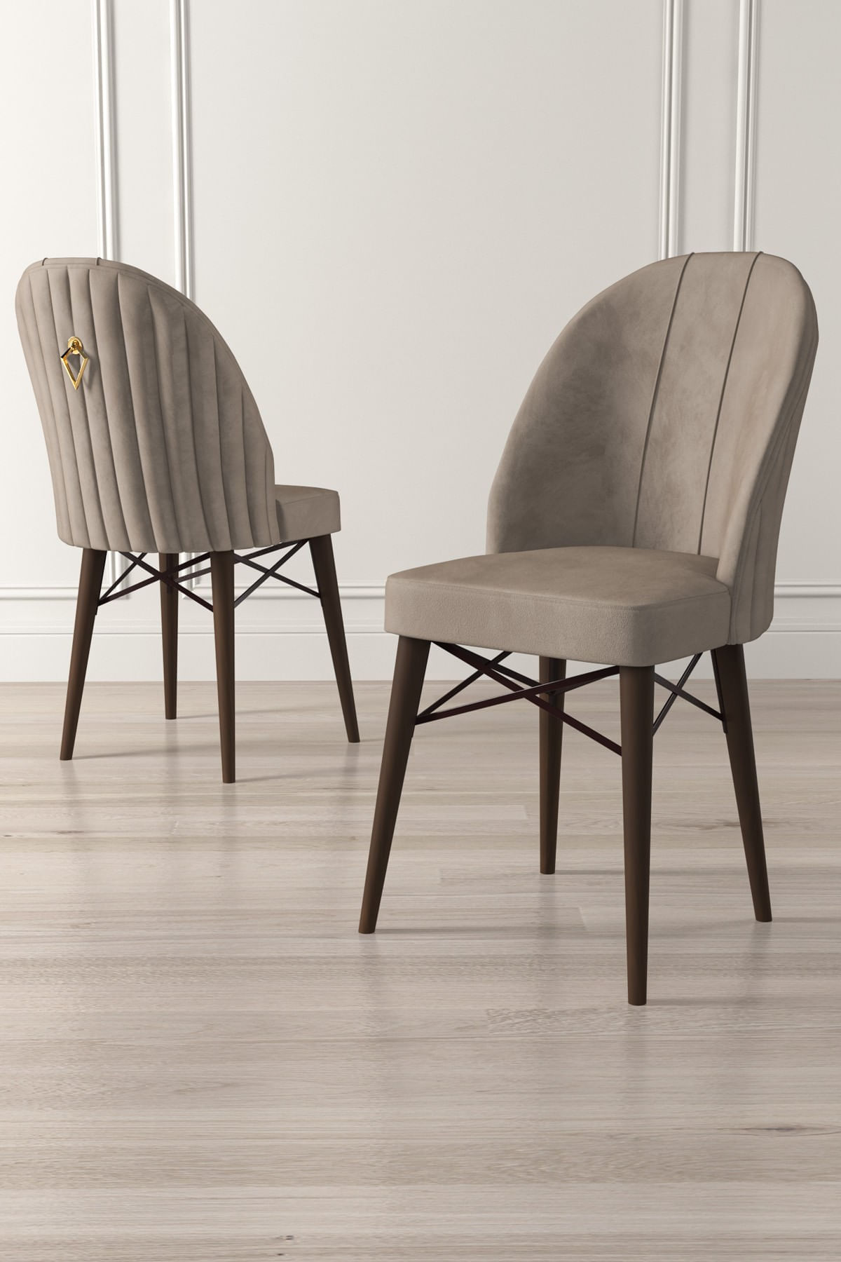 Set scaune, Hanah Home, metal, cappuccino maro, 44x42x96 cm, 6 piese — imaginea 2