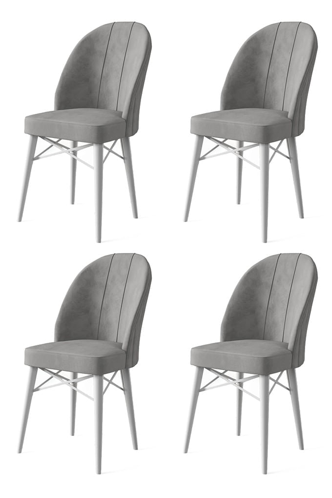 Set scaune, Hanah Home, metal, gri si alb, 44x42x96 cm, babyface — imaginea 3
