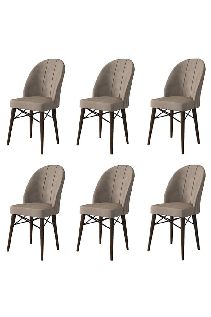Set scaune, Hanah Home, metal, cappuccino maro, 44x42x96 cm, 6 piese — imaginea 3