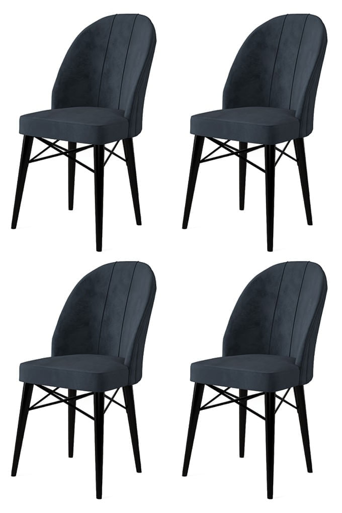 Set scaune, Hanah Home, metal, antracit si negru, 44x42x96 cm, 4 piese — imaginea 2