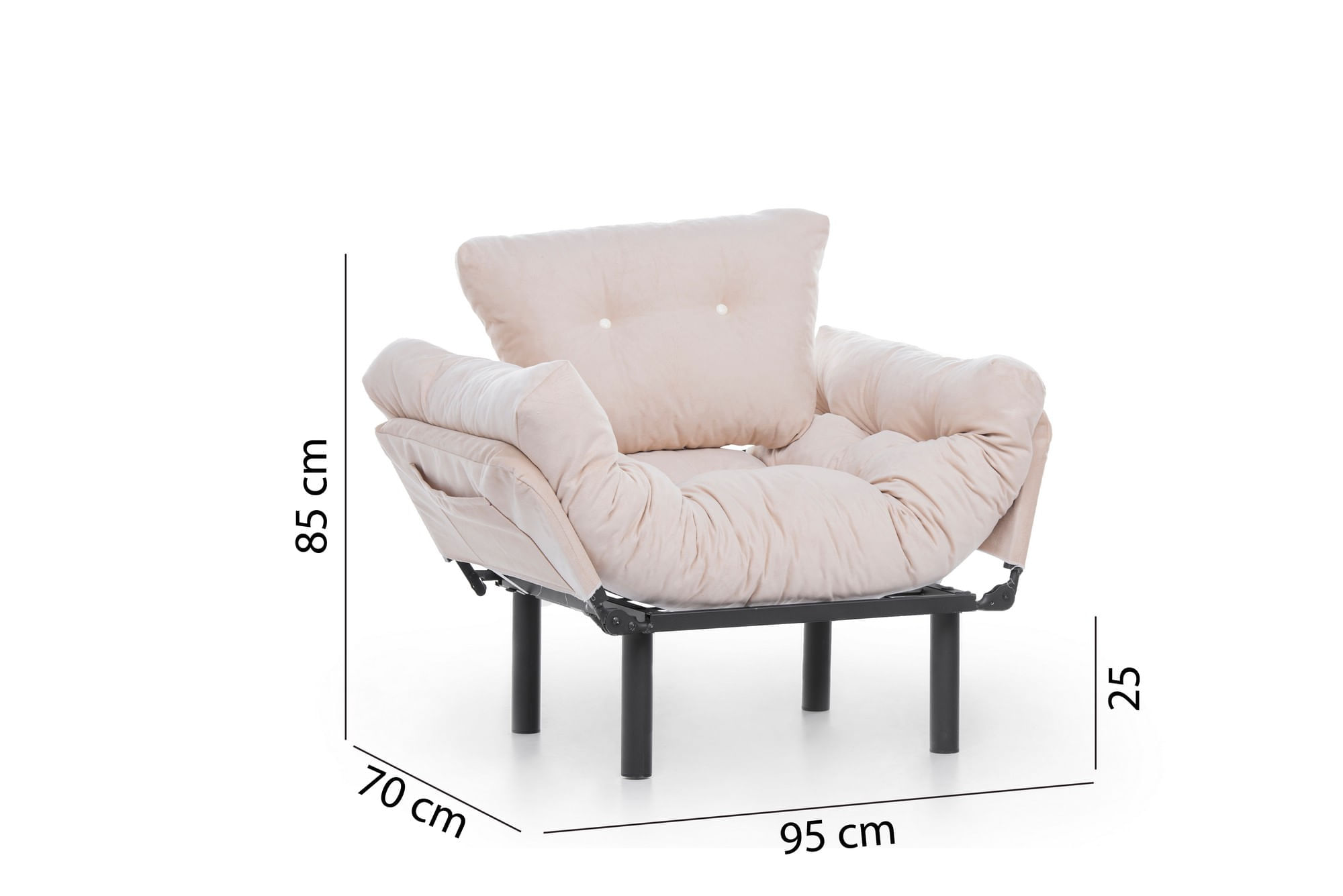 Fotoliu cu aripi, Hanah Home, metal, crem, 95x85x70 cm — imaginea 12
