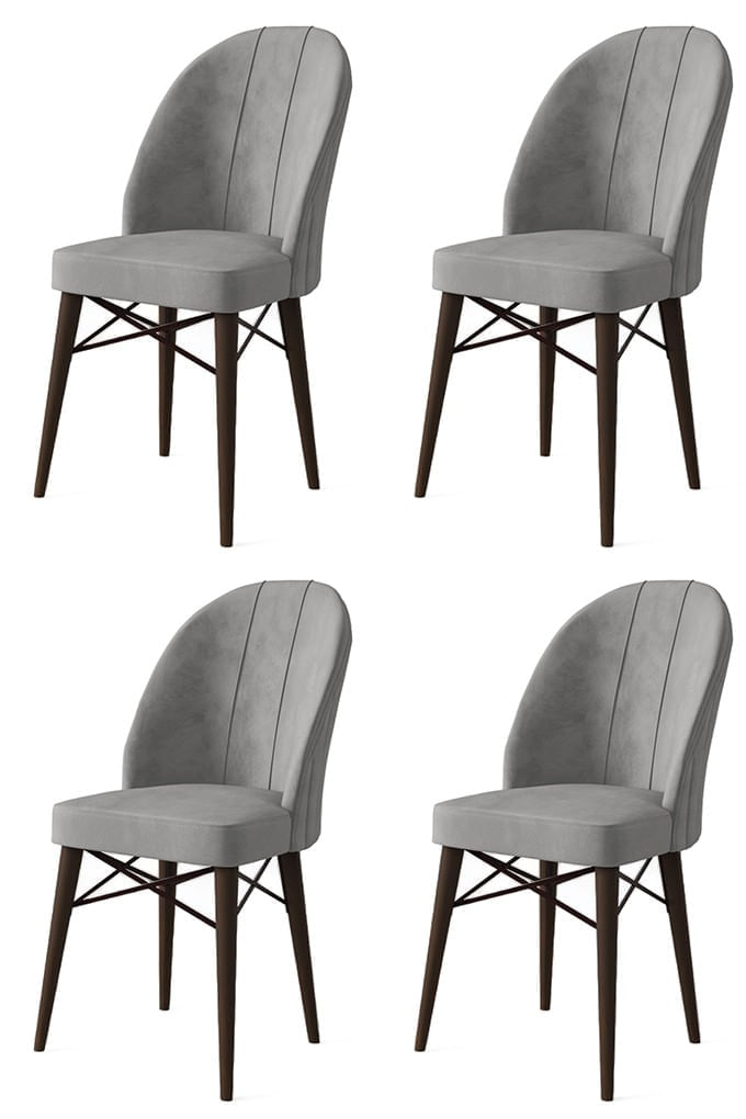 Set scaune, Hanah Home, metal, gri maro, 44x42x96 cm, 4 piese — imaginea 3