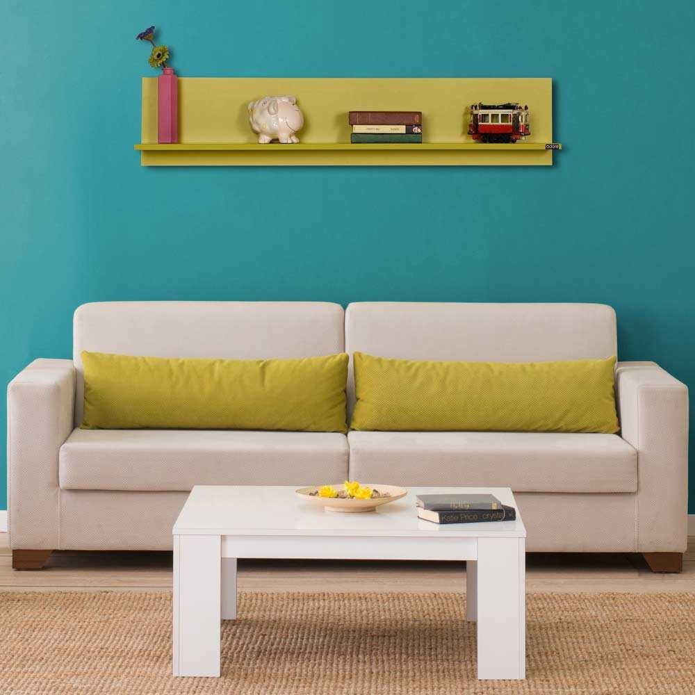 Raft de perete, Hanah Home, pal melaminat, verde, 120x25x20 cm — imaginea 3