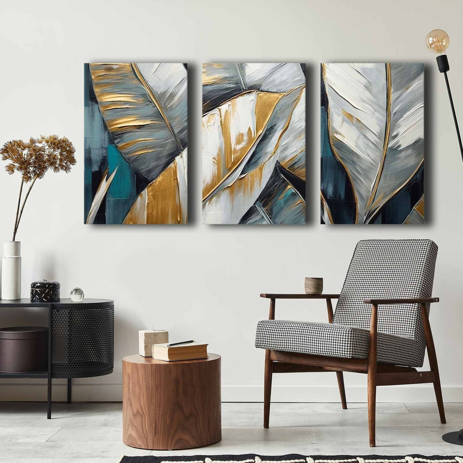 Tablou decorativ triptic, Wallxpert, panza, multicolor, 145x70 cm, 895FNA1132