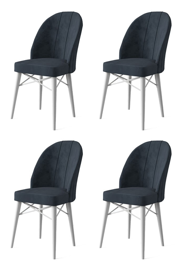 Set scaune, Hanah Home, metal, antracit si alb, 44x42x96 cm, babyface, 4 piese — imaginea 3