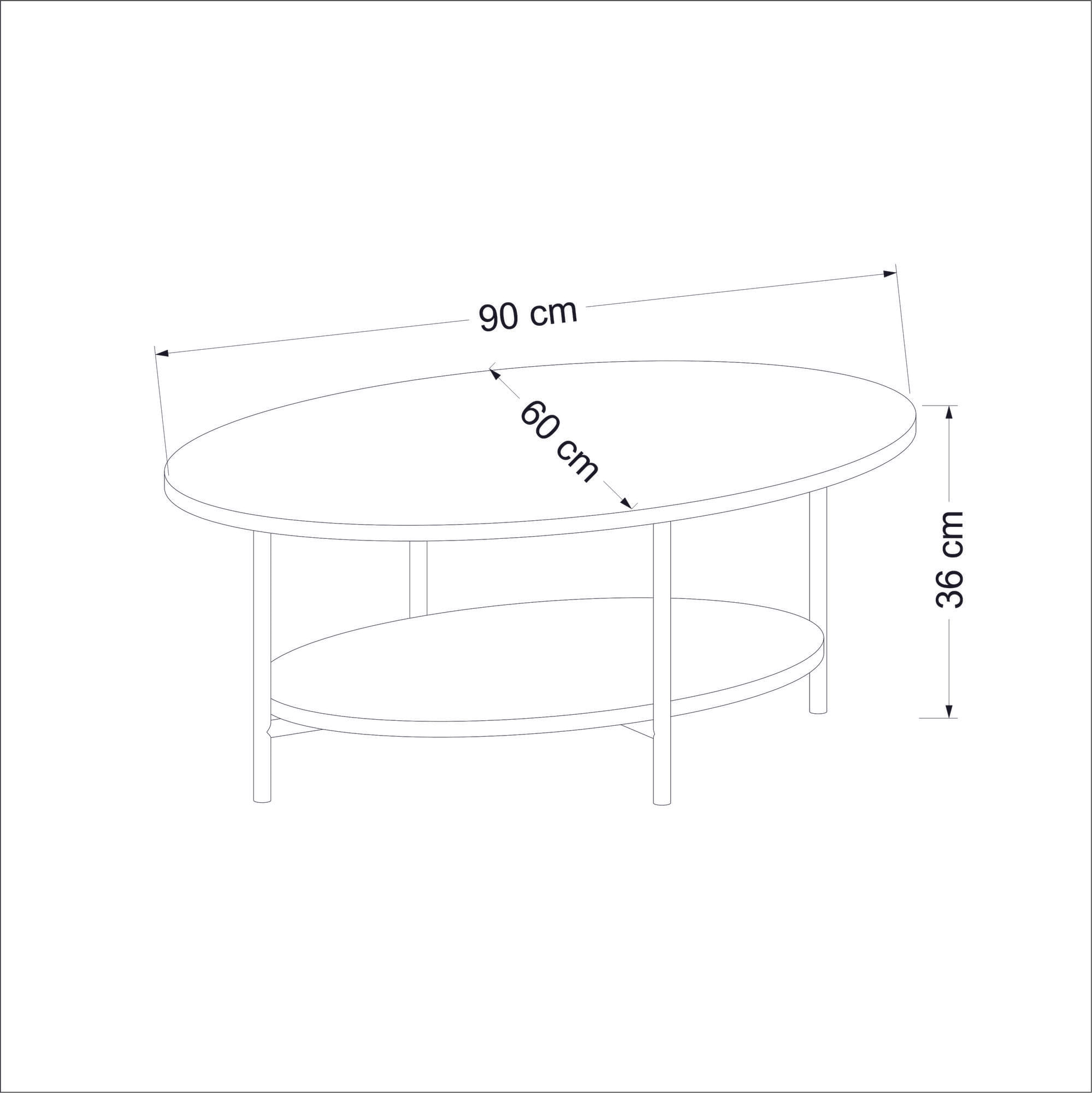 Masuta de cafea, Hanah Home, pal melaminat, stejar si alb, 90x60x36 cm — imaginea 5