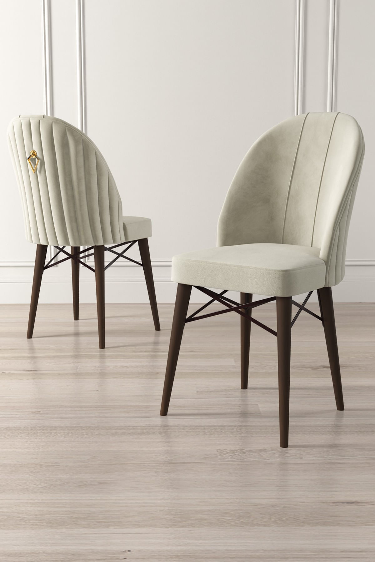 Set scaune, Hanah Home, metal, crem maro, 44x42x96 cm, babyface, 6 piese — imaginea 2
