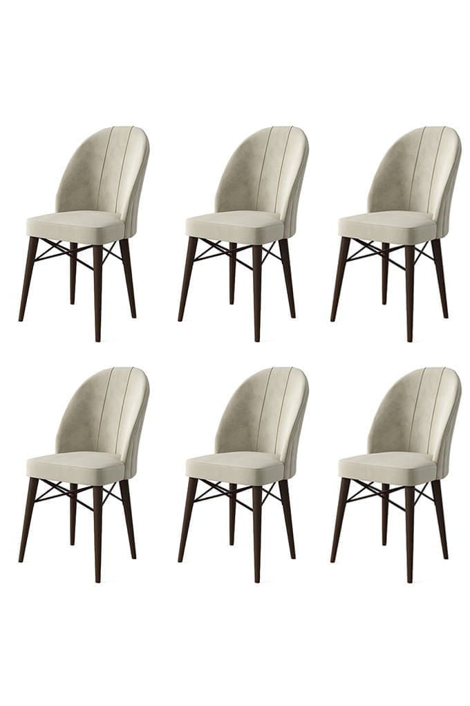 Set scaune, Hanah Home, metal, crem maro, 44x42x96 cm, babyface, 6 piese — imaginea 3