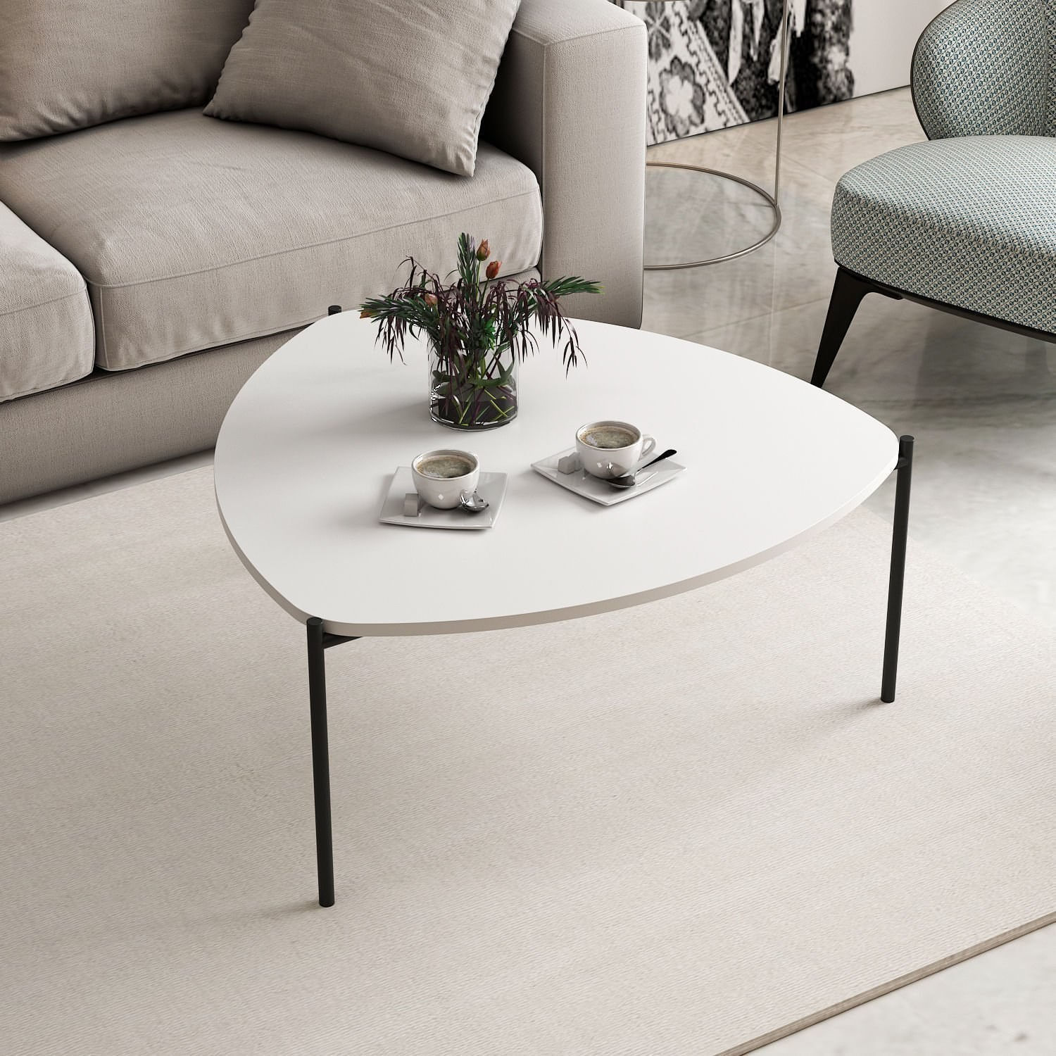 Masuta de cafea, Hanah Home, pal melaminat, alb, 90x89x40 cm — imaginea 2