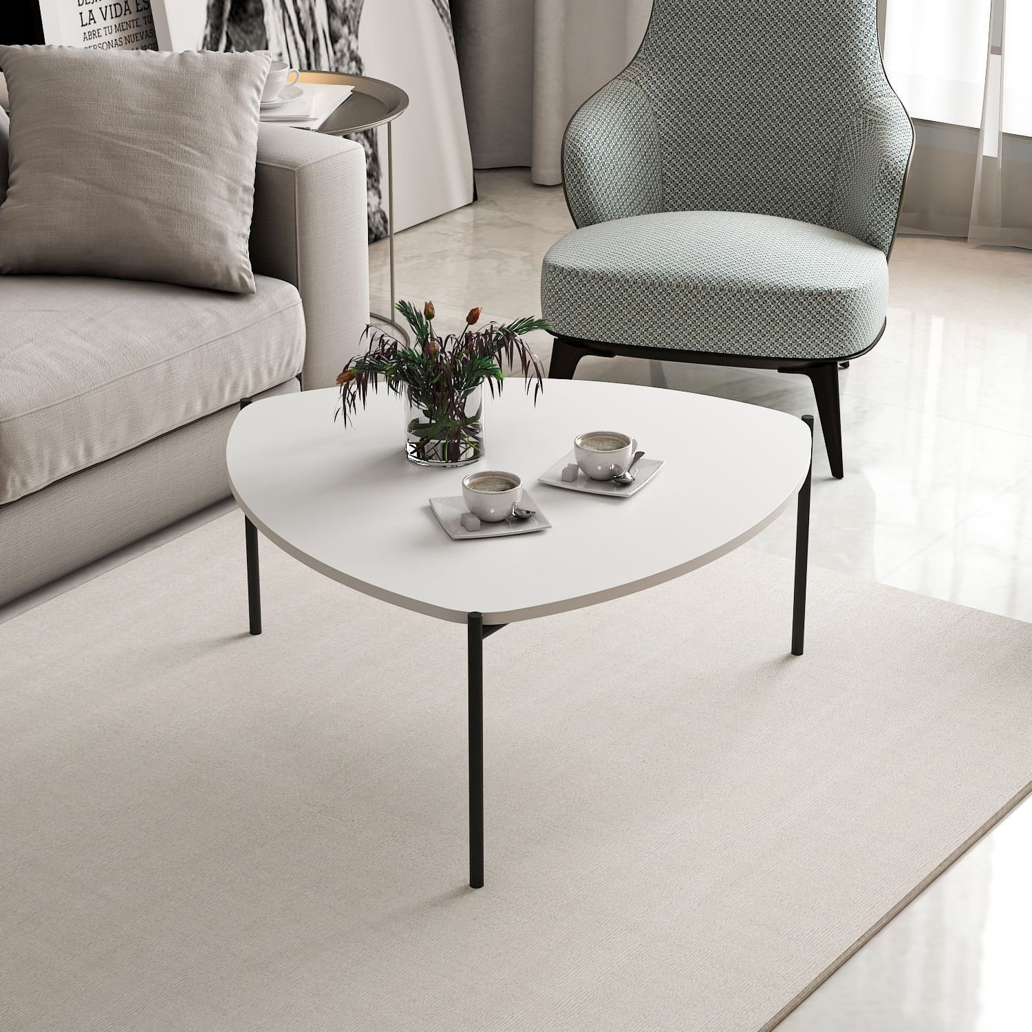 Masuta de cafea, Hanah Home, pal melaminat, alb, 90x89x40 cm — imaginea 3