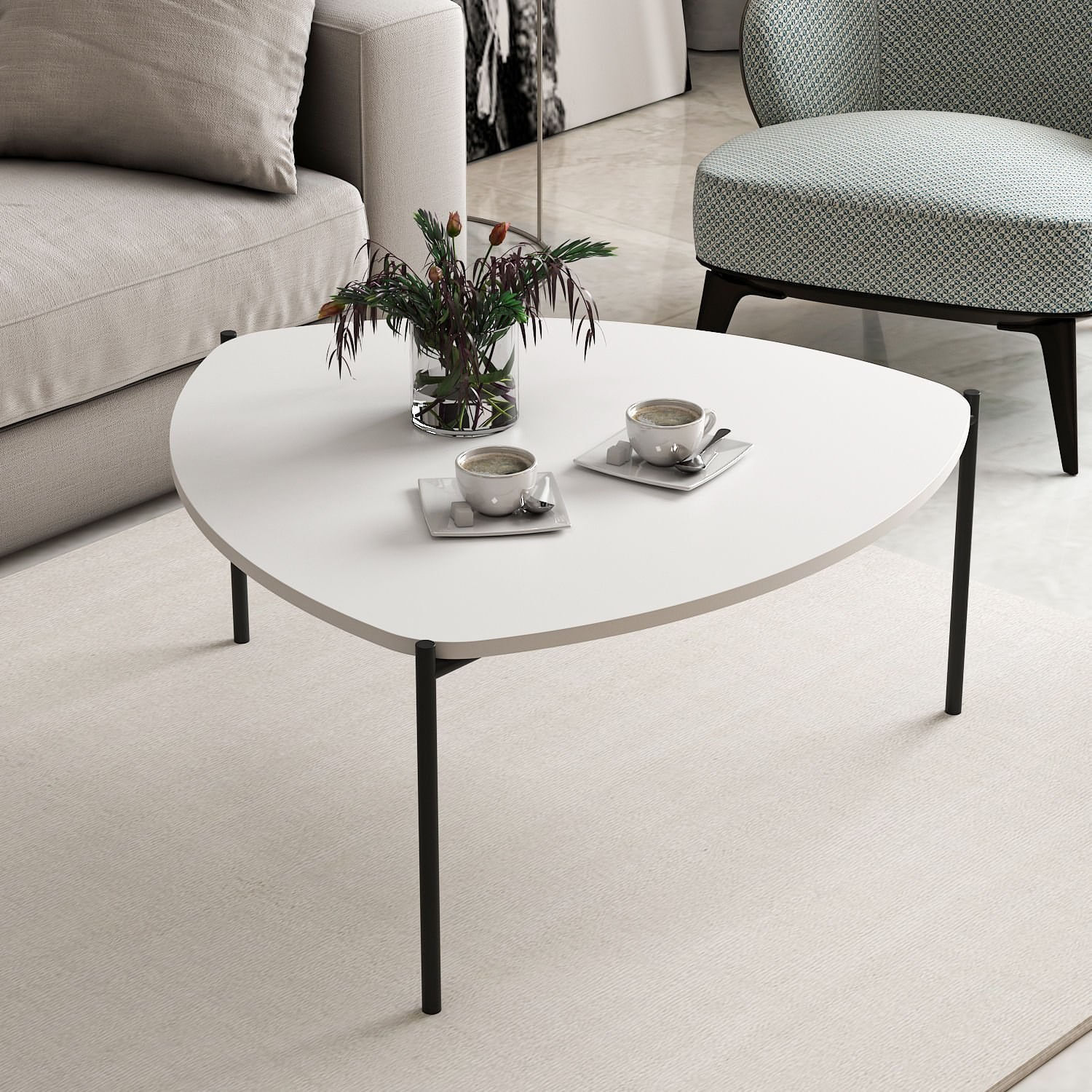 Masuta de cafea, Hanah Home, pal melaminat, alb, 90x89x40 cm — imaginea 4