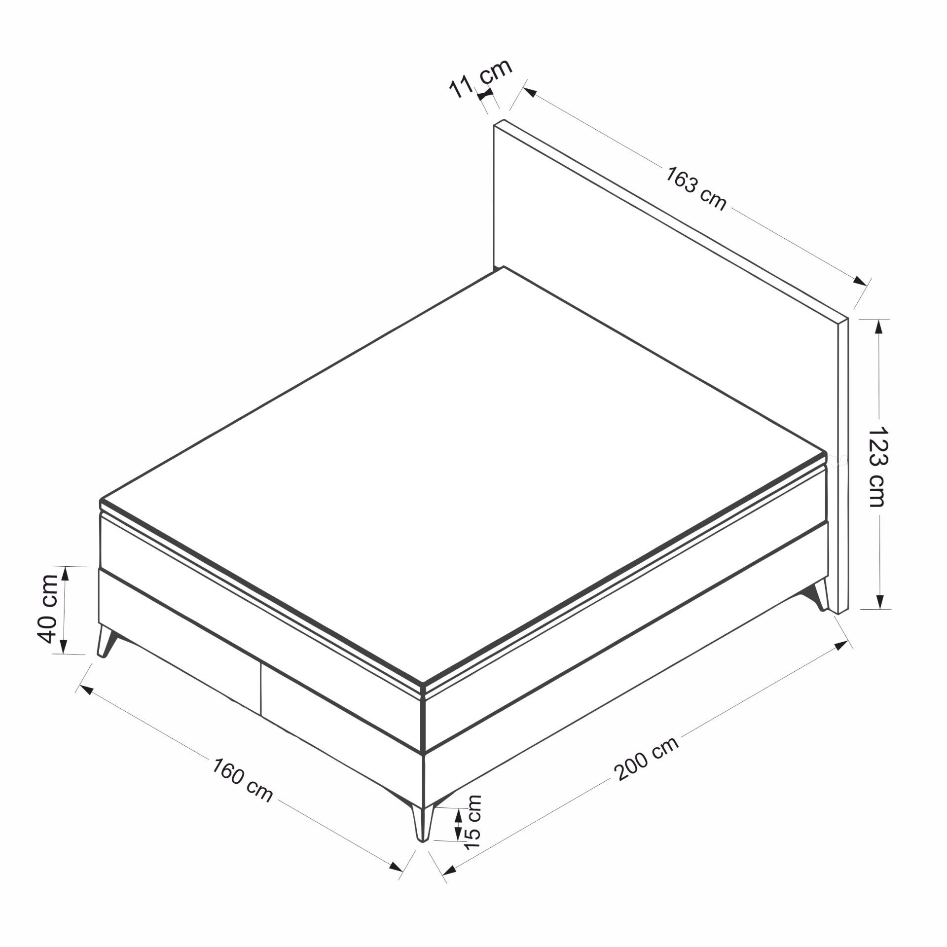 Somiera dubla cu tablie, Hanah Home, pal melaminat, bej, 160x200 cm — imaginea 4