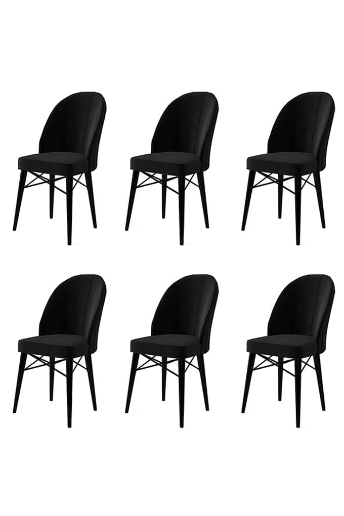 Set scaune, Hanah Home, metal, negru, 44x42x96 cm, 6 piese — imaginea 3