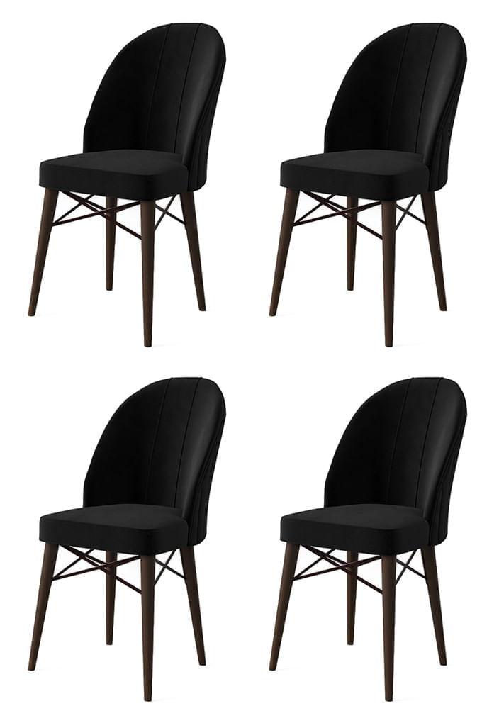 Set scaune, Hanah Home, metal, babyface, negru maro, 44x42x96 cm, 4 bucati — imaginea 3