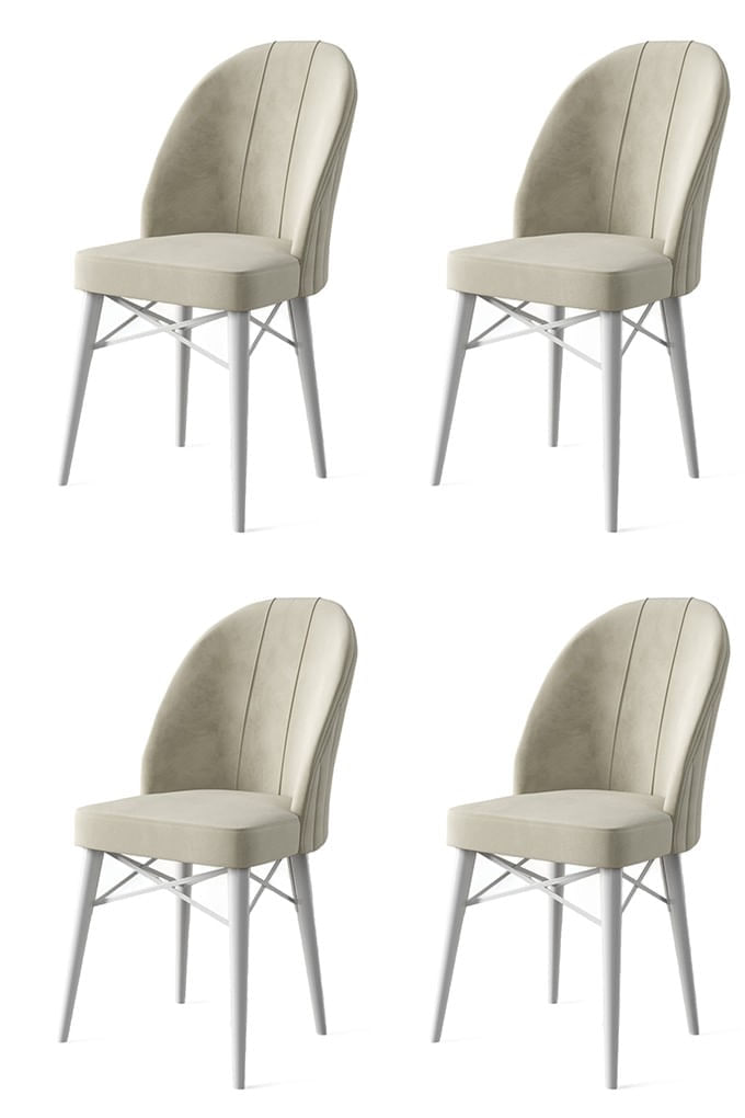 Set scaune, Hanah Home, metal, crem si alb, 44x42x96 cm, 4 piese — imaginea 3