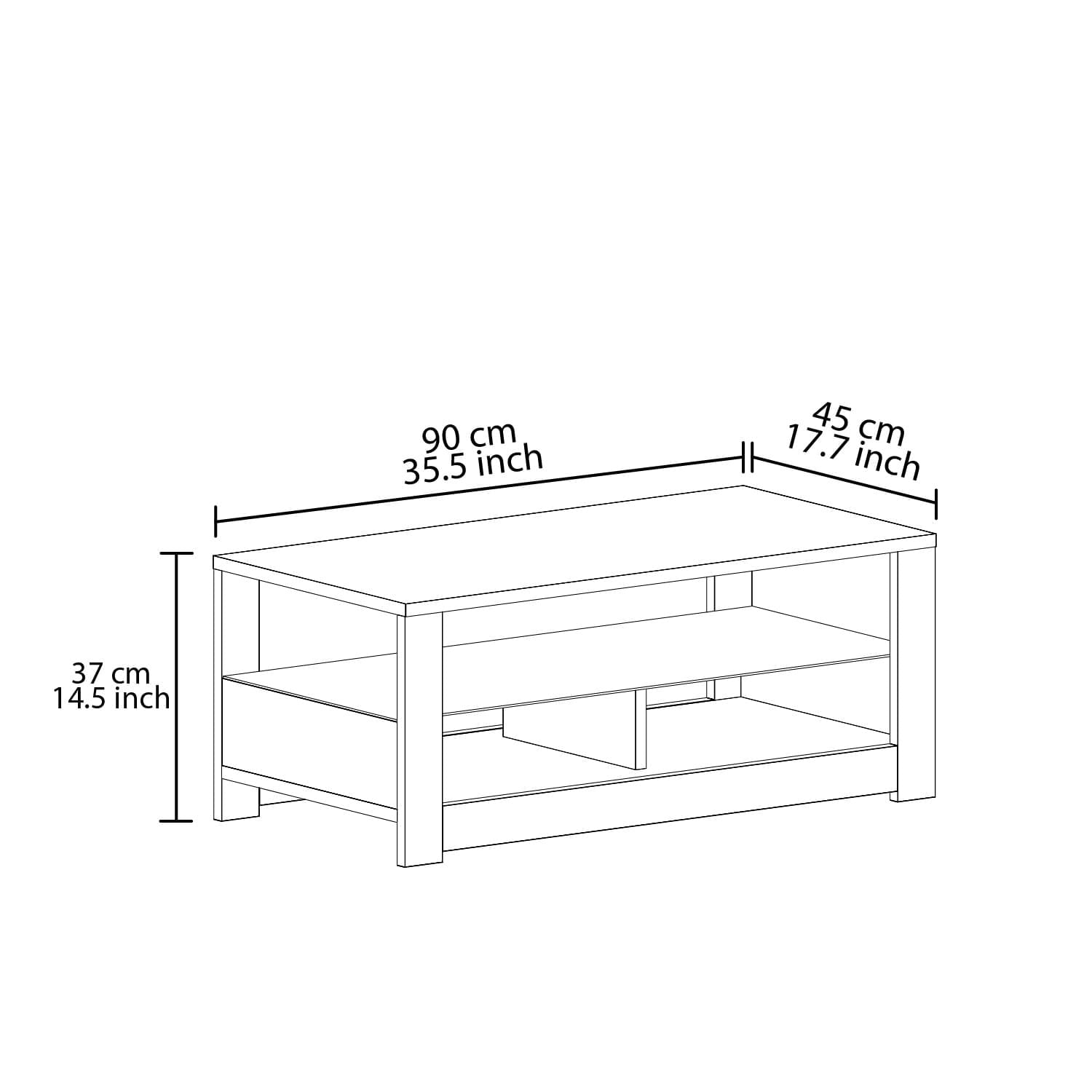 Masuta de cafea, Hanah Home, pal melaminat, gri si travertin, 90x45x37 cm — imaginea 5
