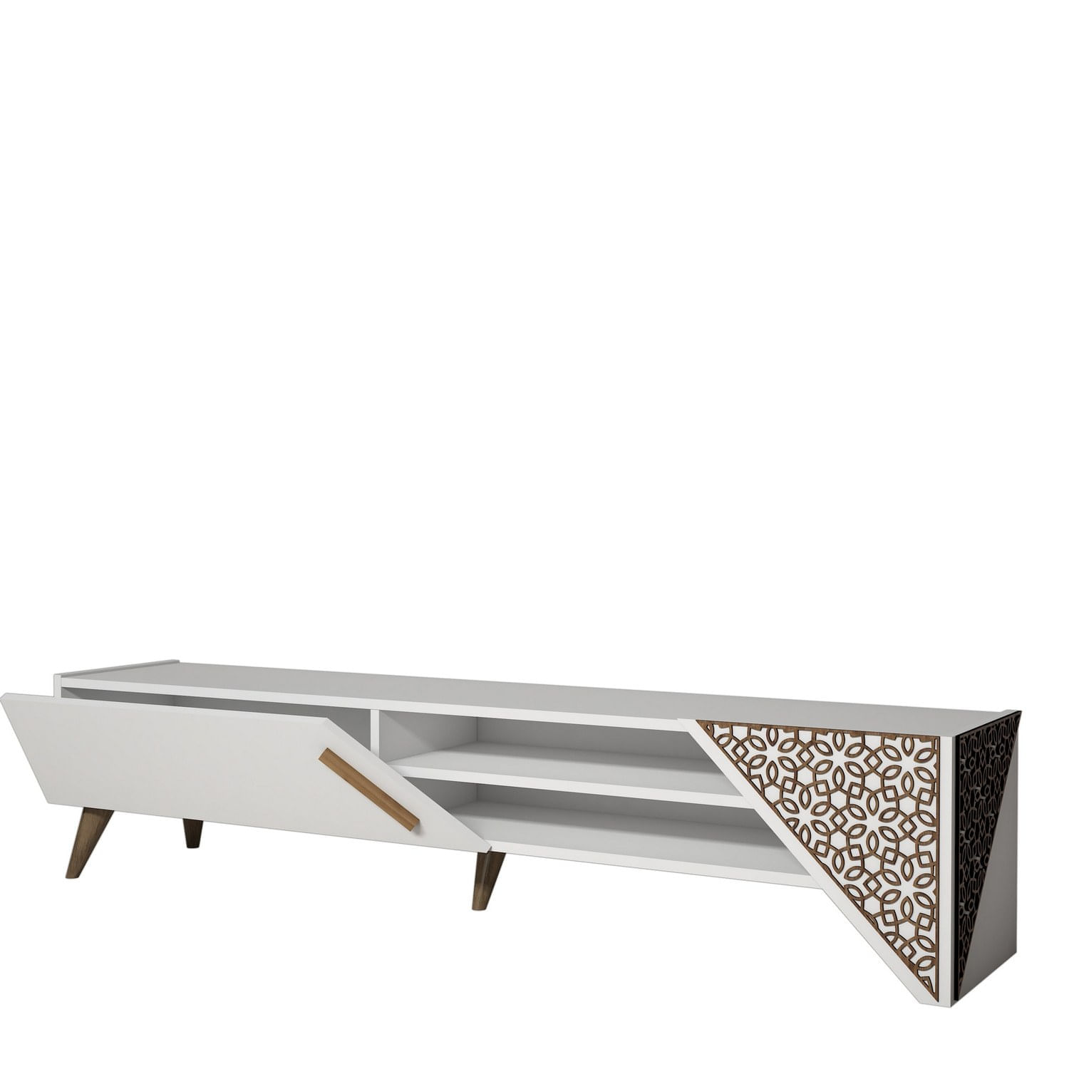 Comoda tv, Hanah Home, pal melaminat, alb, 180x40x37 cm, 845HCT5501