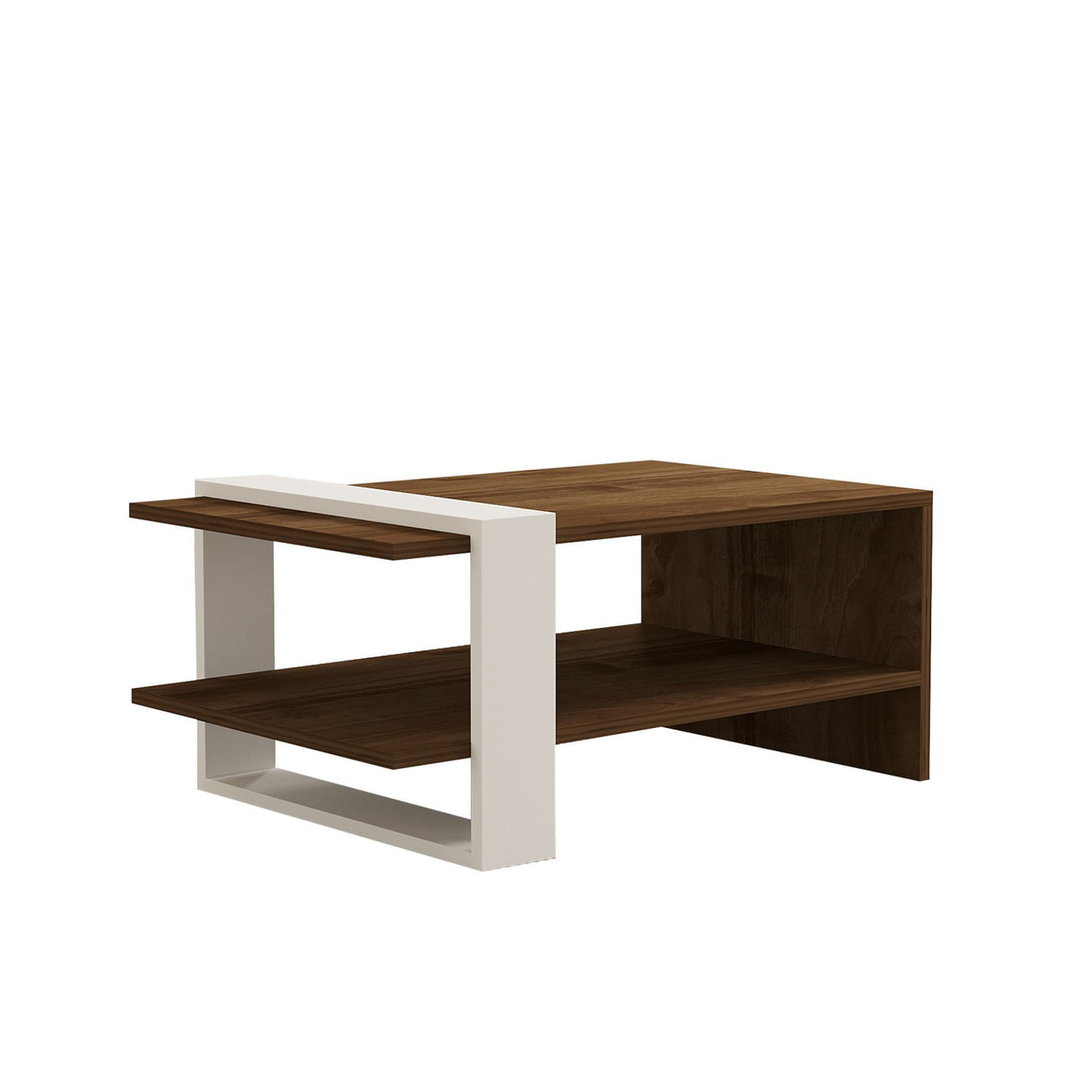 Masuta de cafea, Hanah Home, pal melaminat, nuc si alb, 80x50x35 cm — imaginea 5