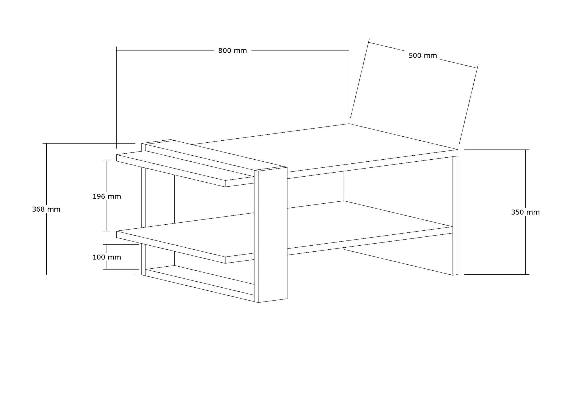 Masuta de cafea, Hanah Home, pal melaminat, nuc si alb, 80x50x35 cm — imaginea 6