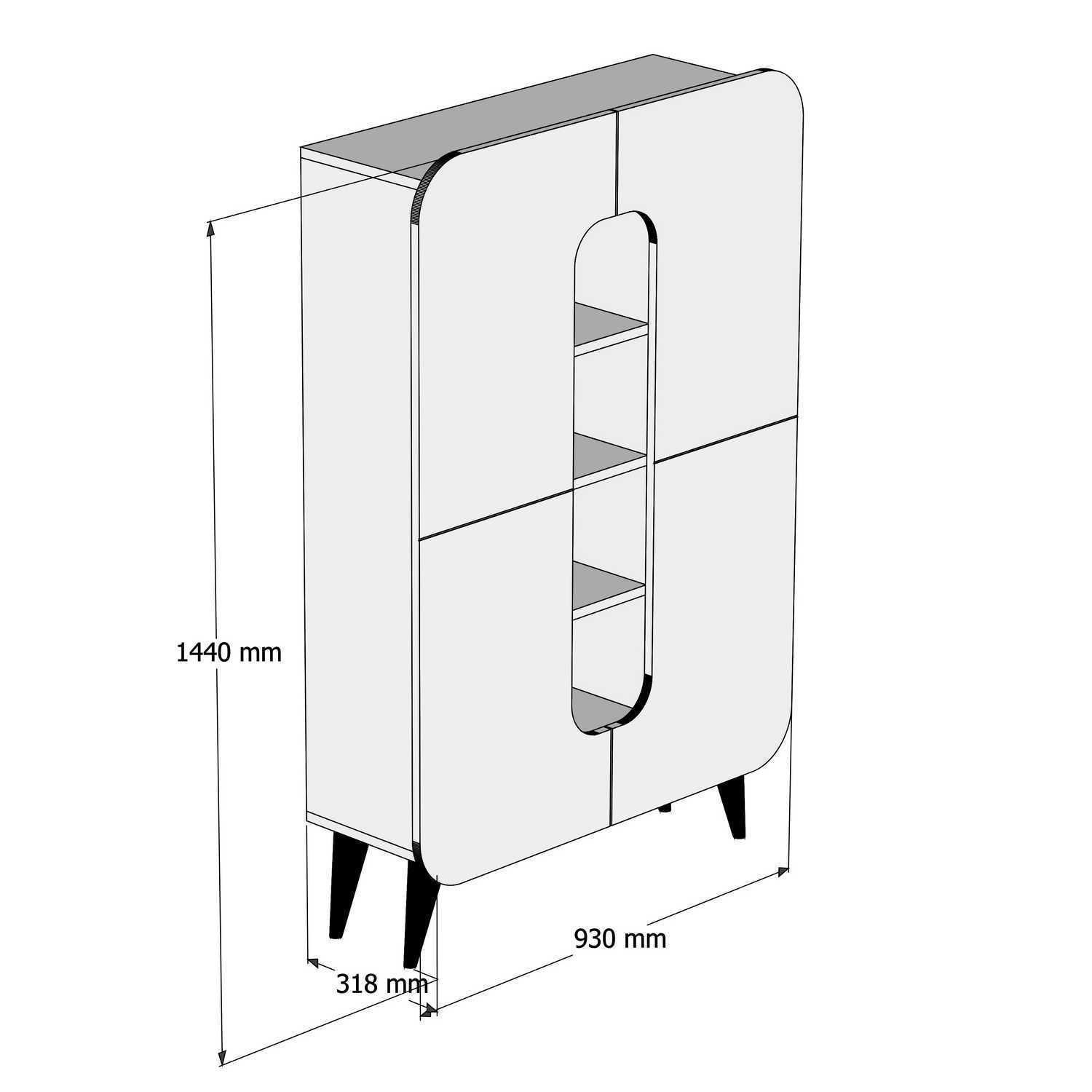 Dulap multifunctional, Hanah Home, pal melaminat, nuc si alb, 93x31.8x144 cm — imaginea 4