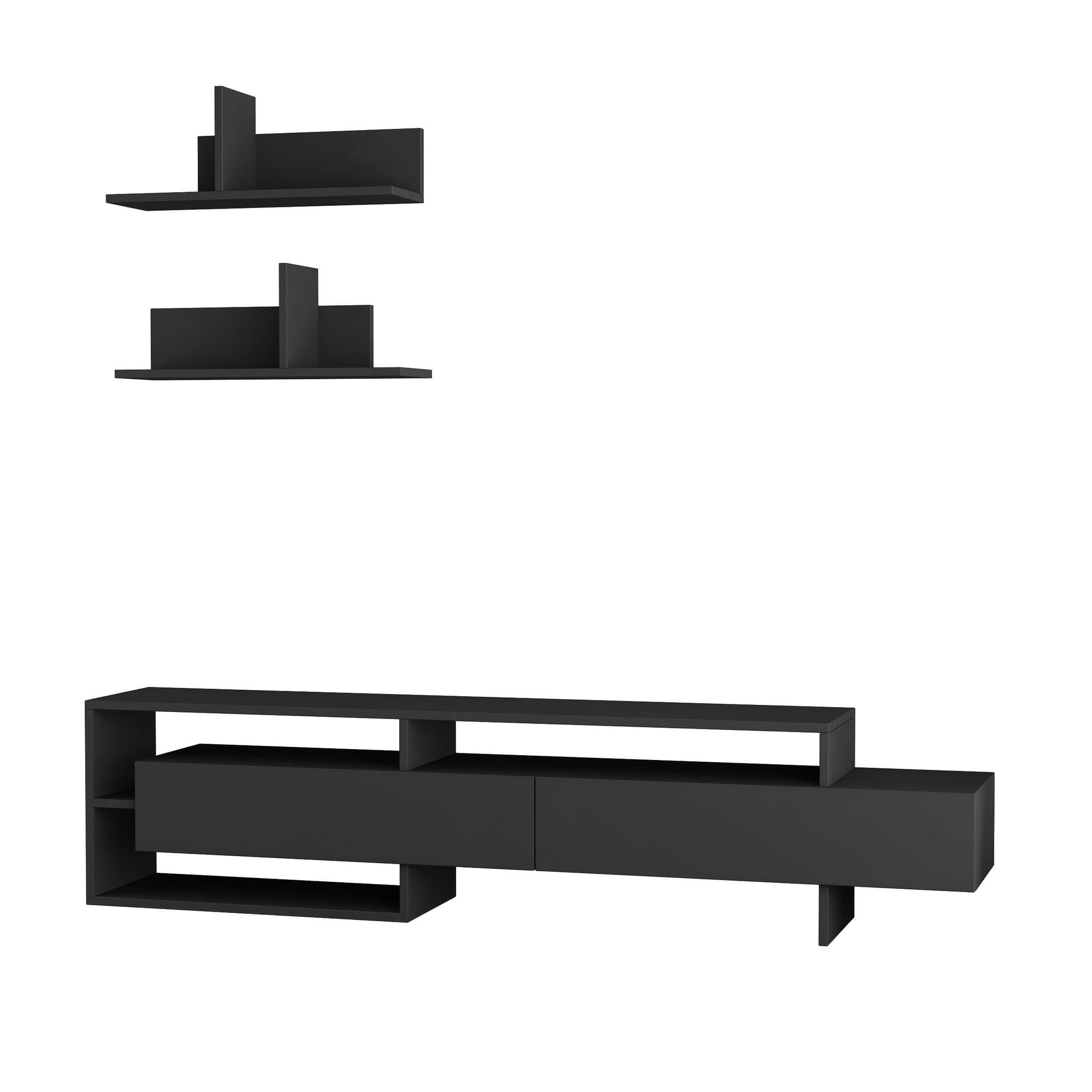 Comoda tv, Hanah Home, pal melaminat, antracit, 180x42x32 cm
