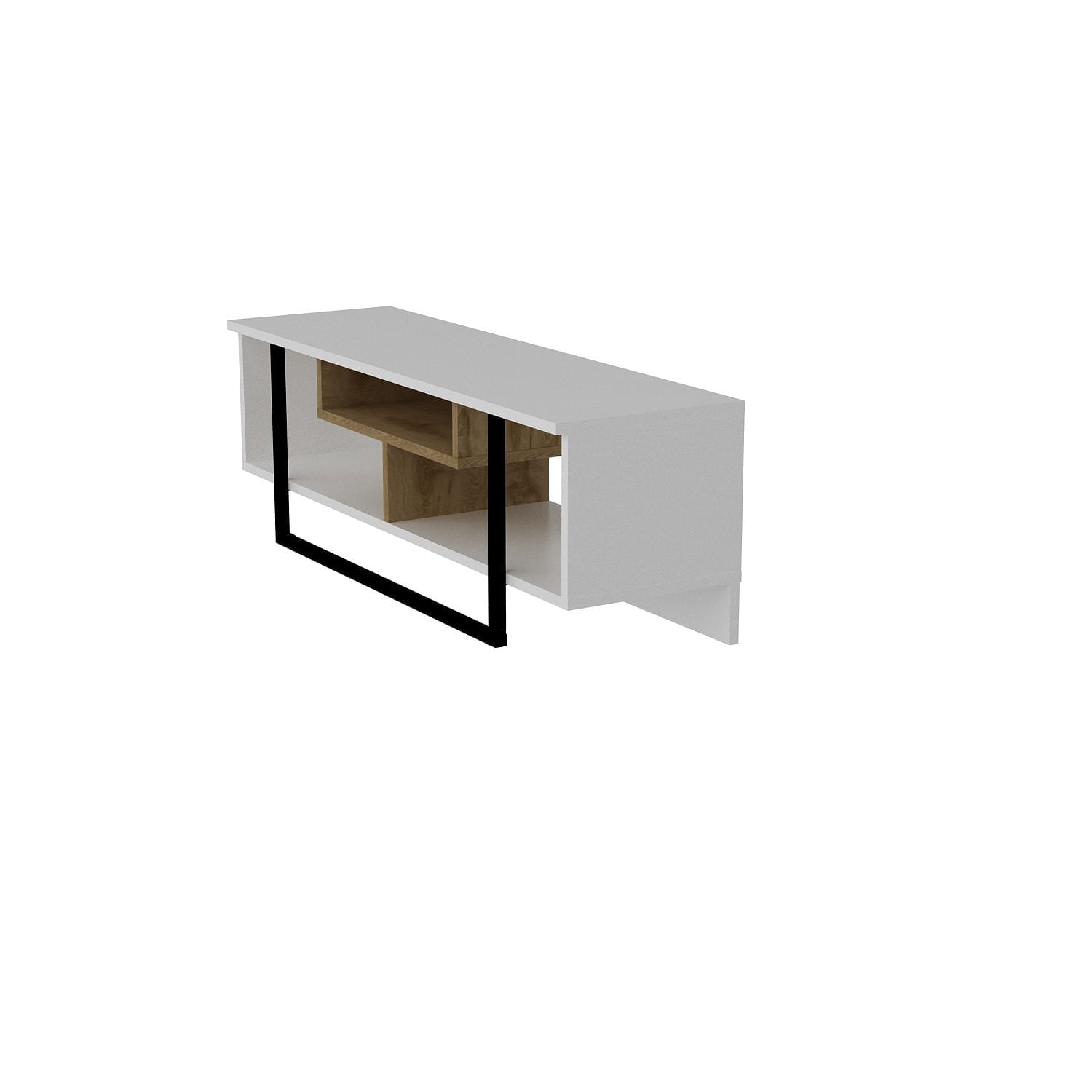 Suport tv, Hanah Home, pal melaminat, alb, negru, stejar, 119.4x40.2x35.2 cm — imaginea 2