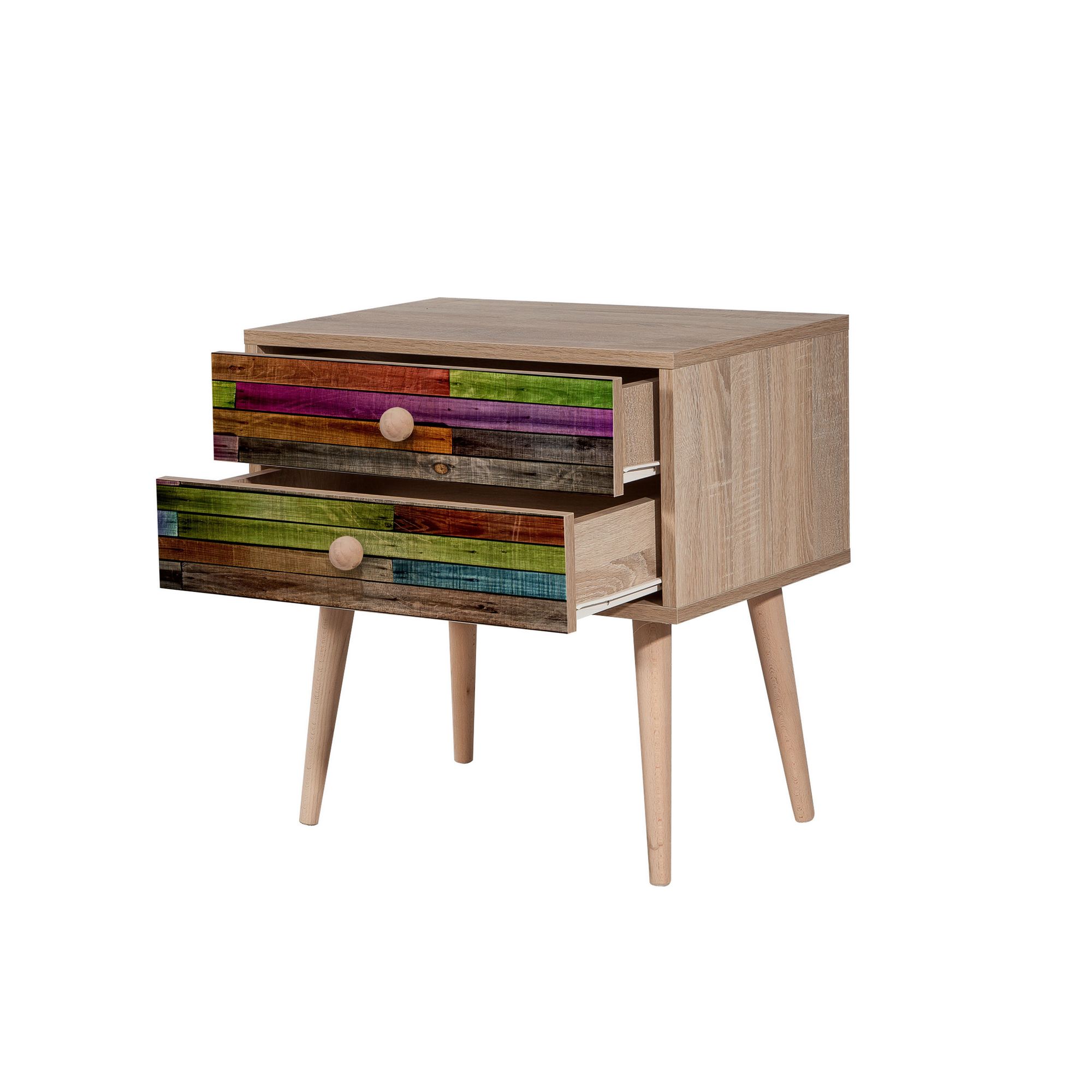 Noptiera, Hanah Home, pal melaminat, stejar sonoma, 60x40x61 cm, 863SPH3504 — imaginea 2
