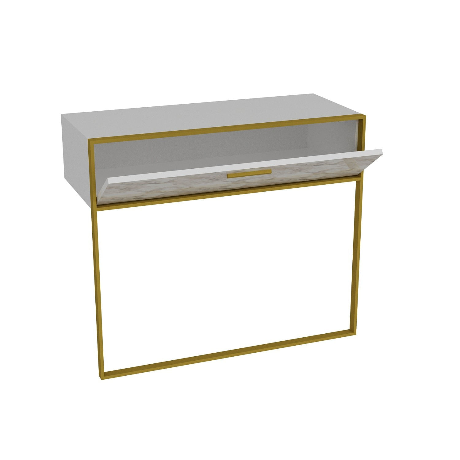 Consola, Hanah Home, panou de particule melaminat, auriu alb, 90x38.5x76.8 cm — imaginea 3