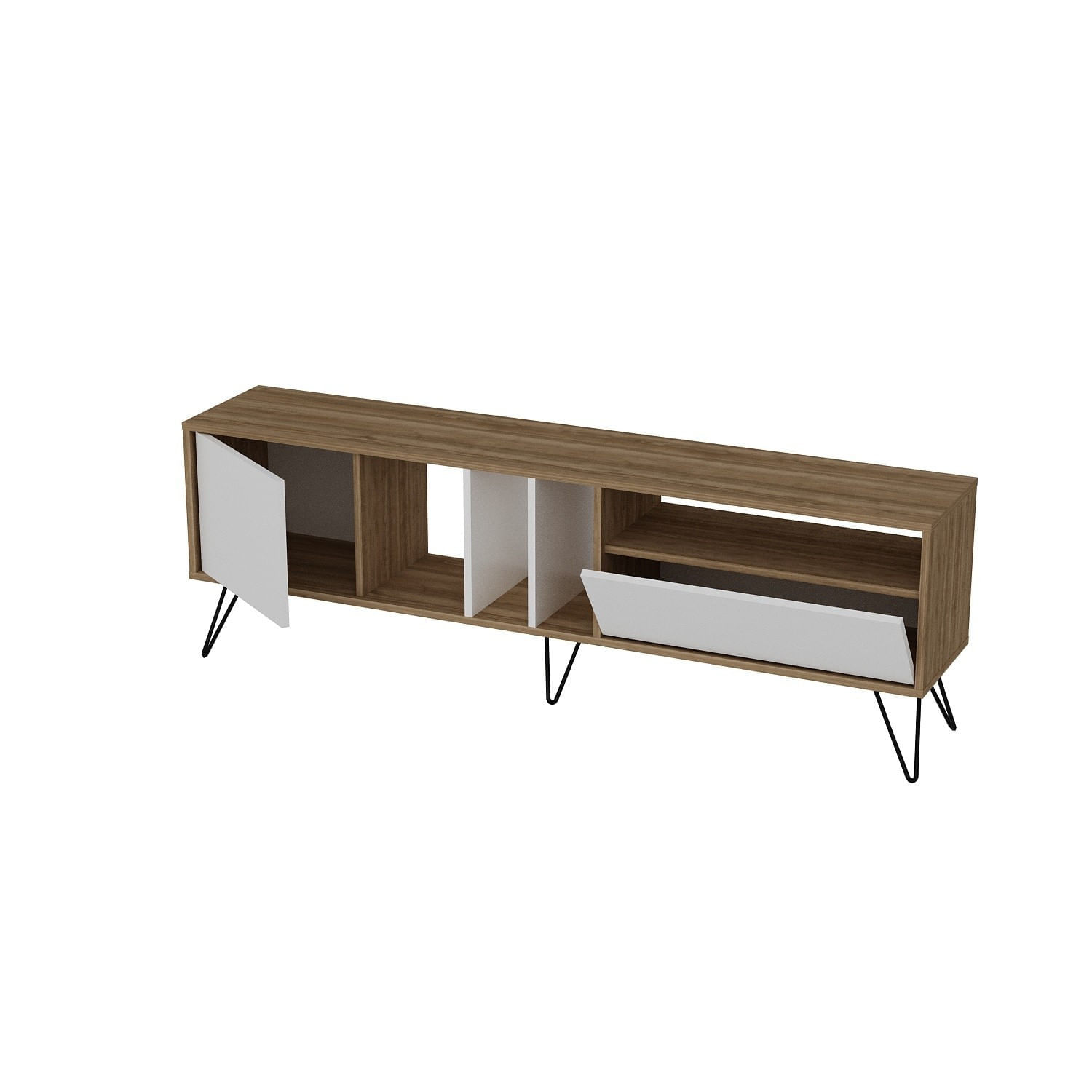 Comoda tv, Hanah Home, pal melaminat, nuc, alb, 180x35.5x58.7 cm — imaginea 4