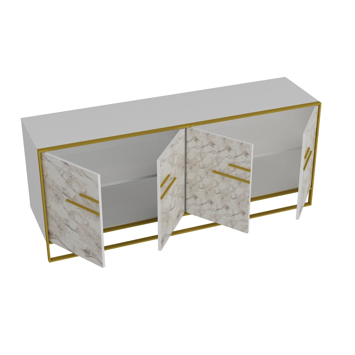 Consola, Hanah Home, panou de particule melaminat, auriu alb, 179.9x47.3x75 cm — imaginea 4