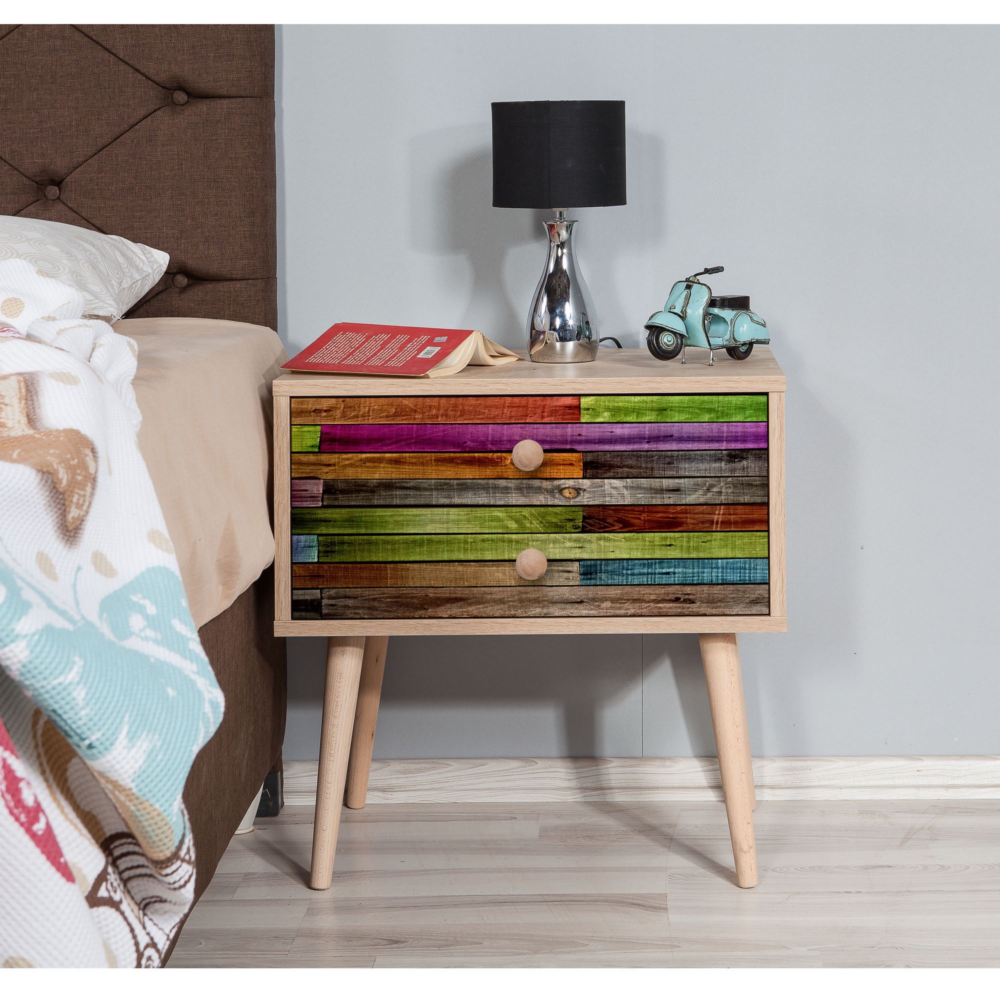 Noptiera, Hanah Home, pal melaminat, stejar sonoma, 60x40x61 cm, 863SPH3504 — imaginea 4