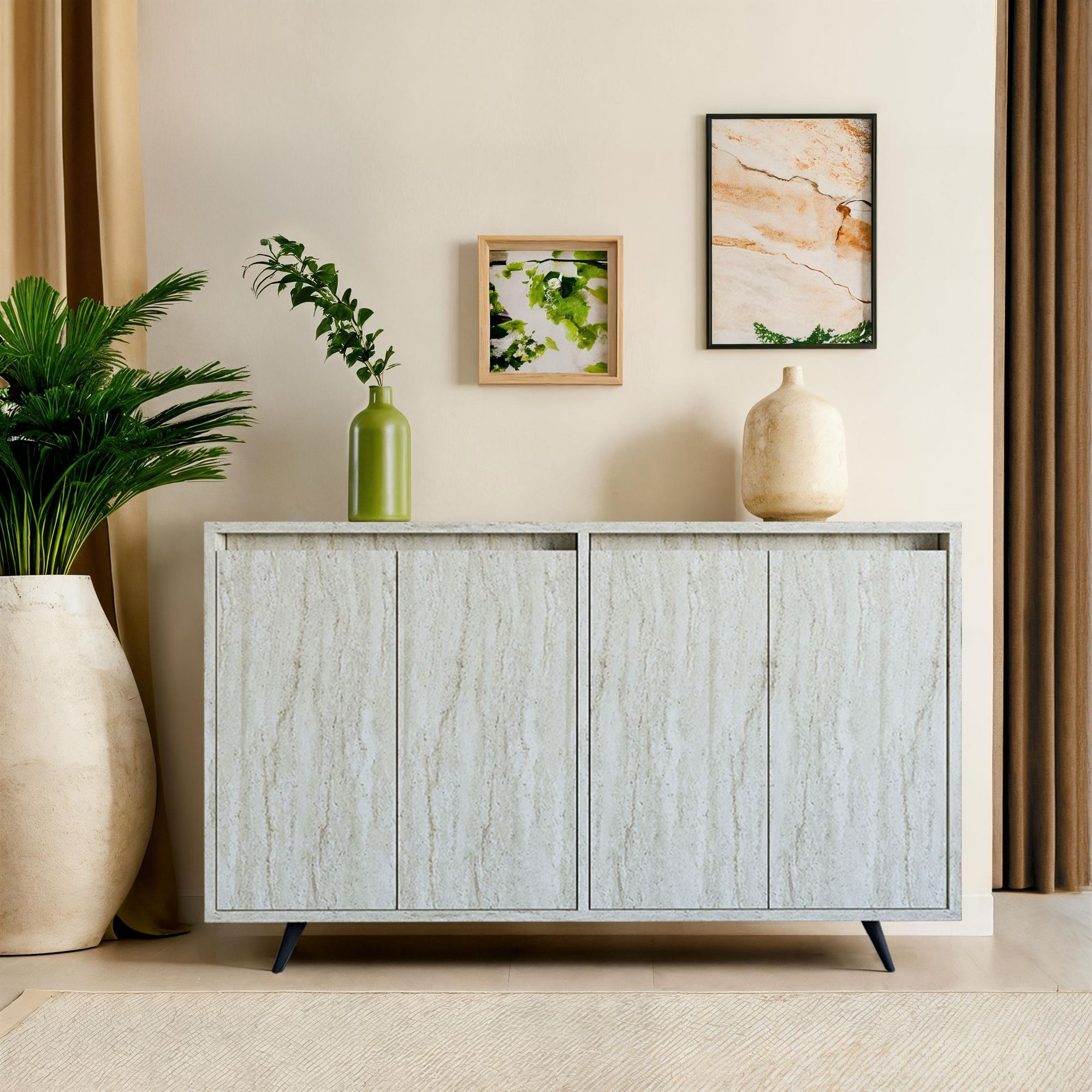 Consola, Hanah Home, panou aglomerat cu melamina, travertin, 140x40x86 cm — imaginea 5