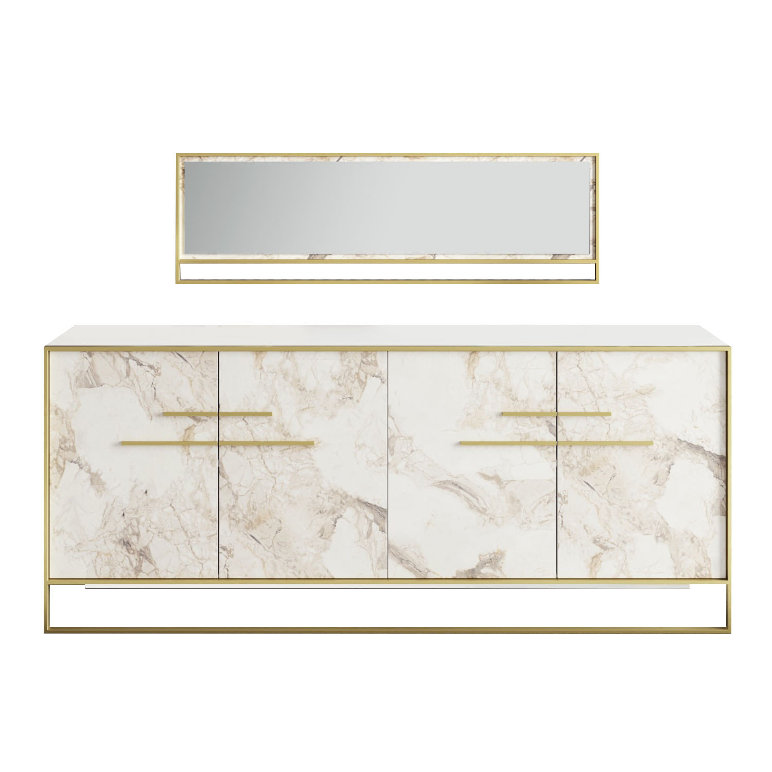 Consola, Hanah Home, panou aglomerat cu melamina, auriu alb, 179.9x47.3x75 cm — imaginea 5